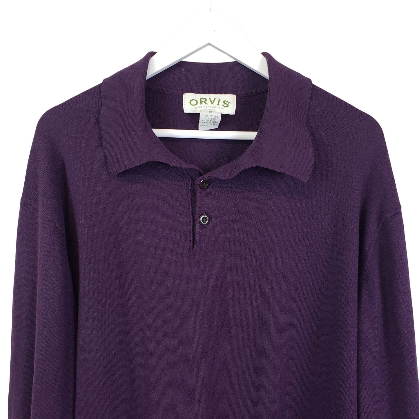 Orvis Silk & Cashmere Blend Quarter Button Sweater Size XL