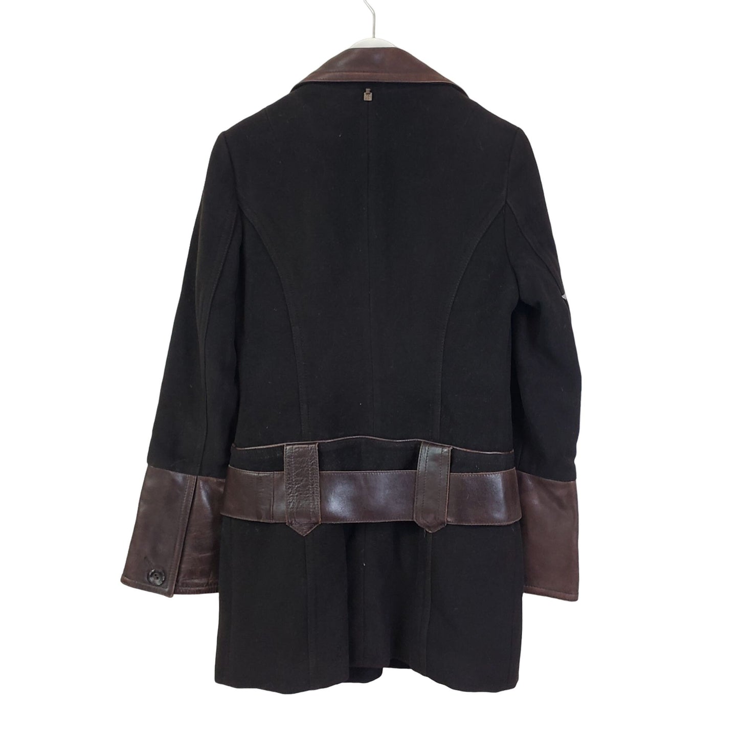 Rudsak Collection Wool Blend Coat with Leather Trim Size Small