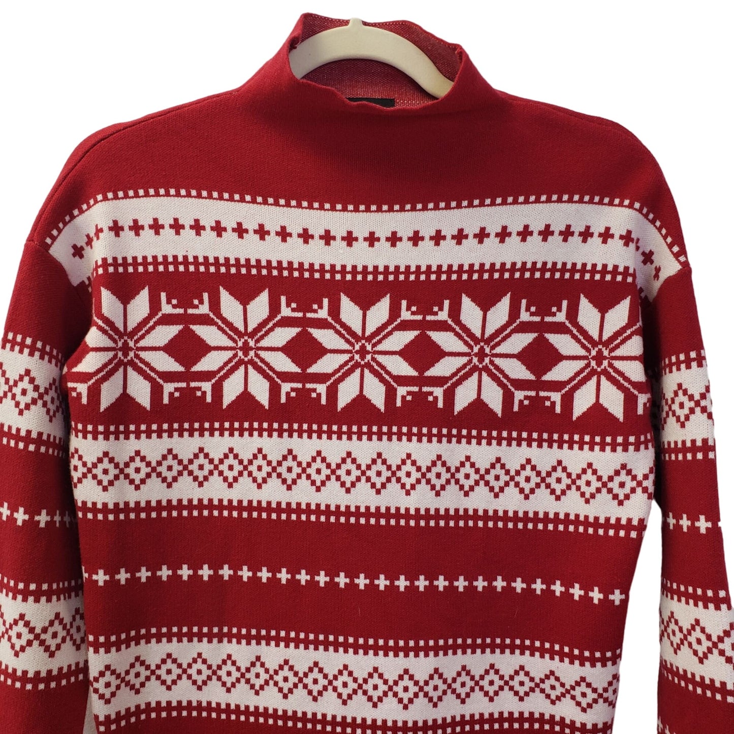 Nicole Miller Fair Isle Print Mock Neck Sweater Size Small