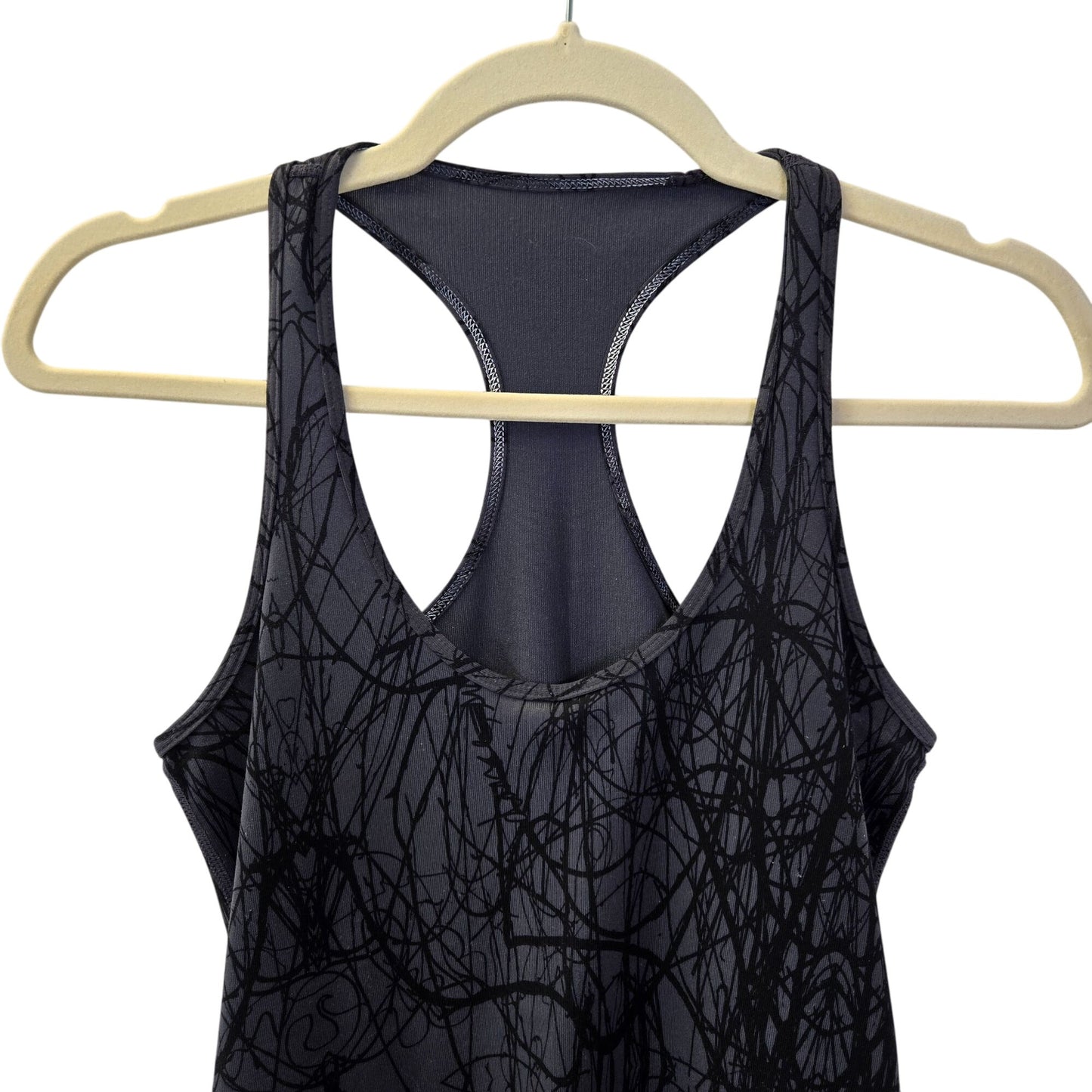 Lululemon Cool Racerback Coal Ground Nesting Black Bird Tank Top Size 6 (est)
