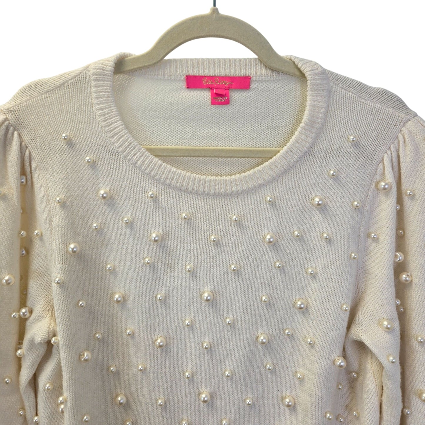 Lilly Pulitzer Ginny Pearl Embellished Sweater Size Large