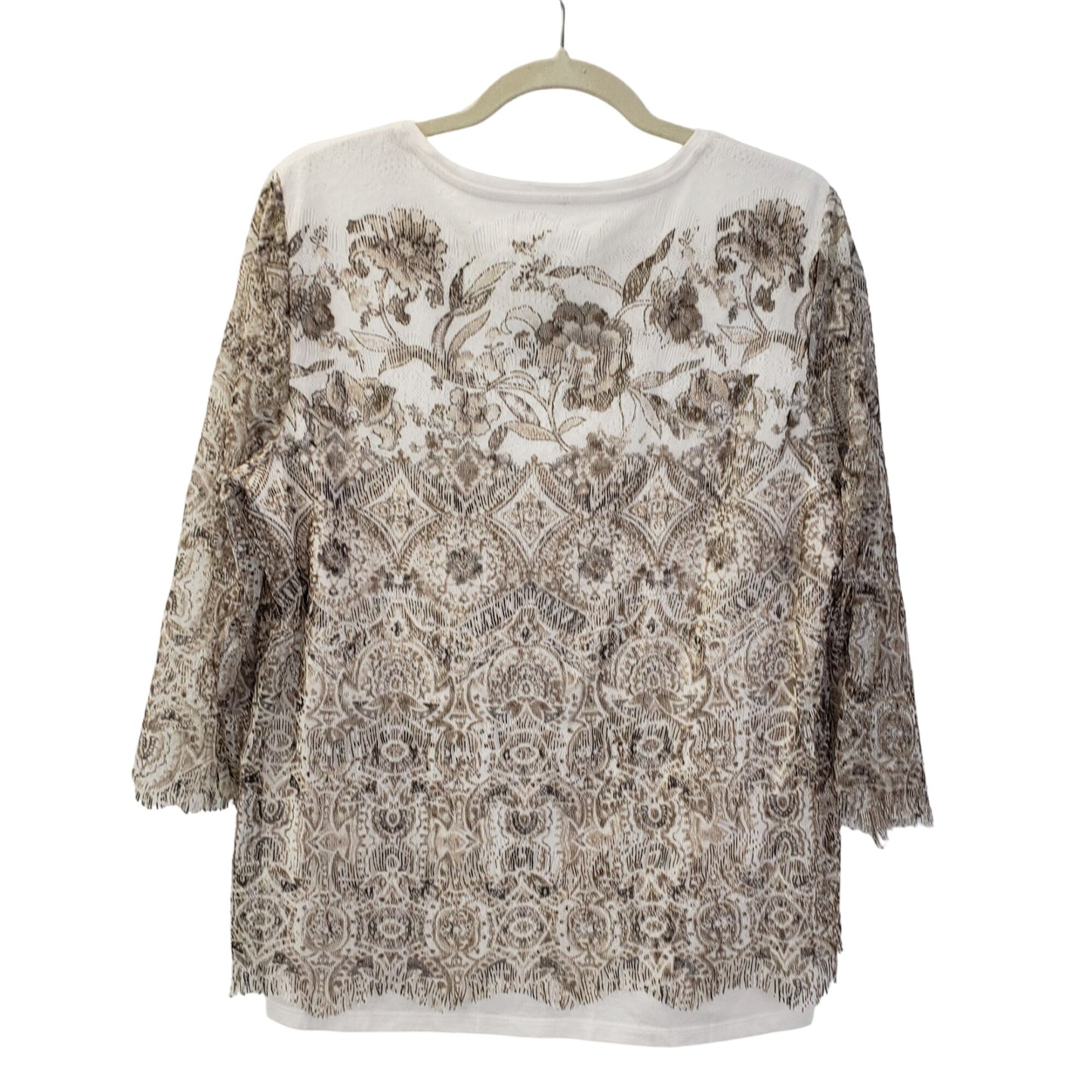Chico's Lace Overlay 3/4 Sleeve Top Size Chico's 1/Medium