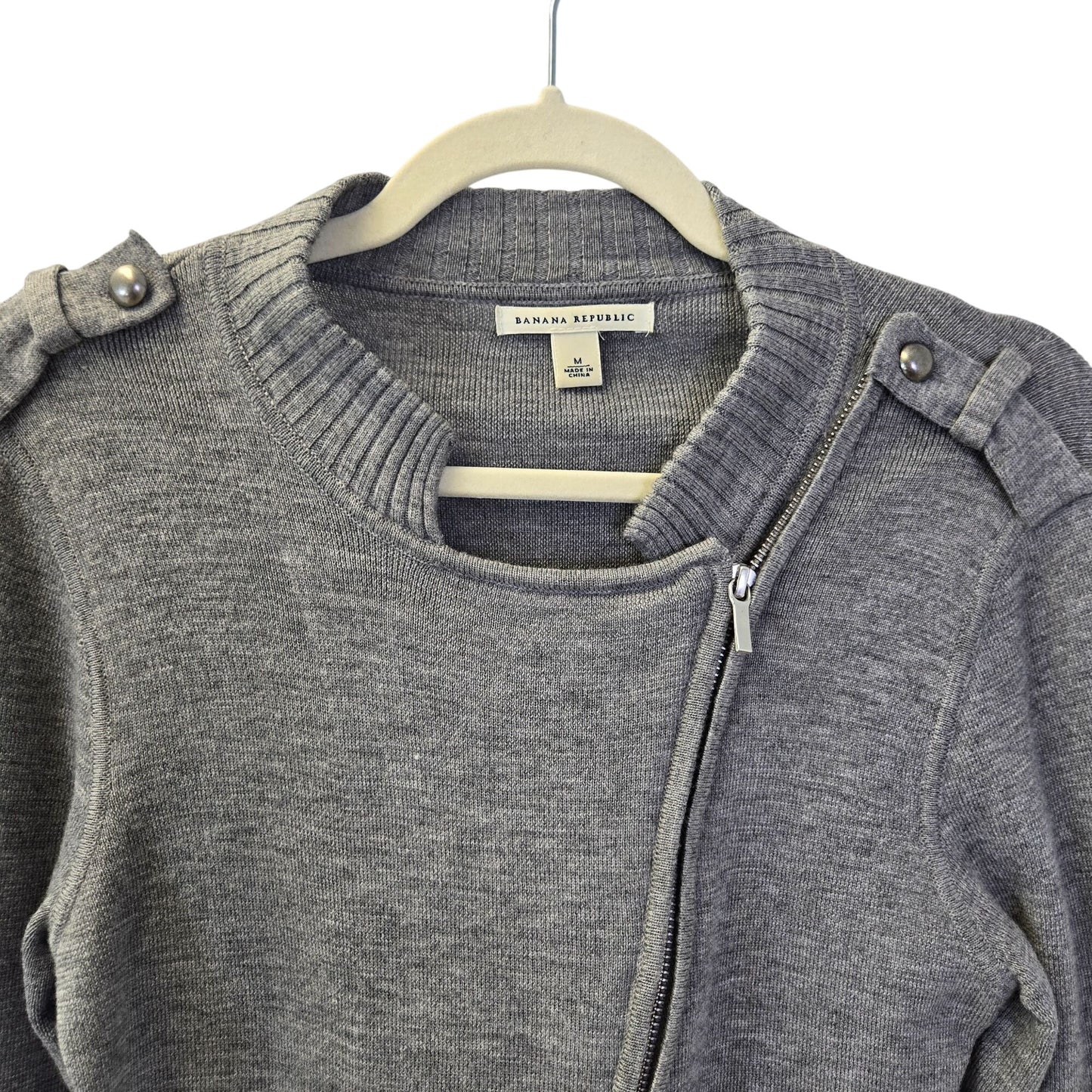 Banana Republic 100% Wool Asymmetrical zip Cardigan Sweater Size Medium