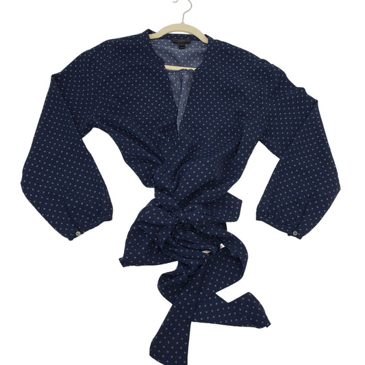 J. Crew Dot Print Wrap Blouse Size Medium