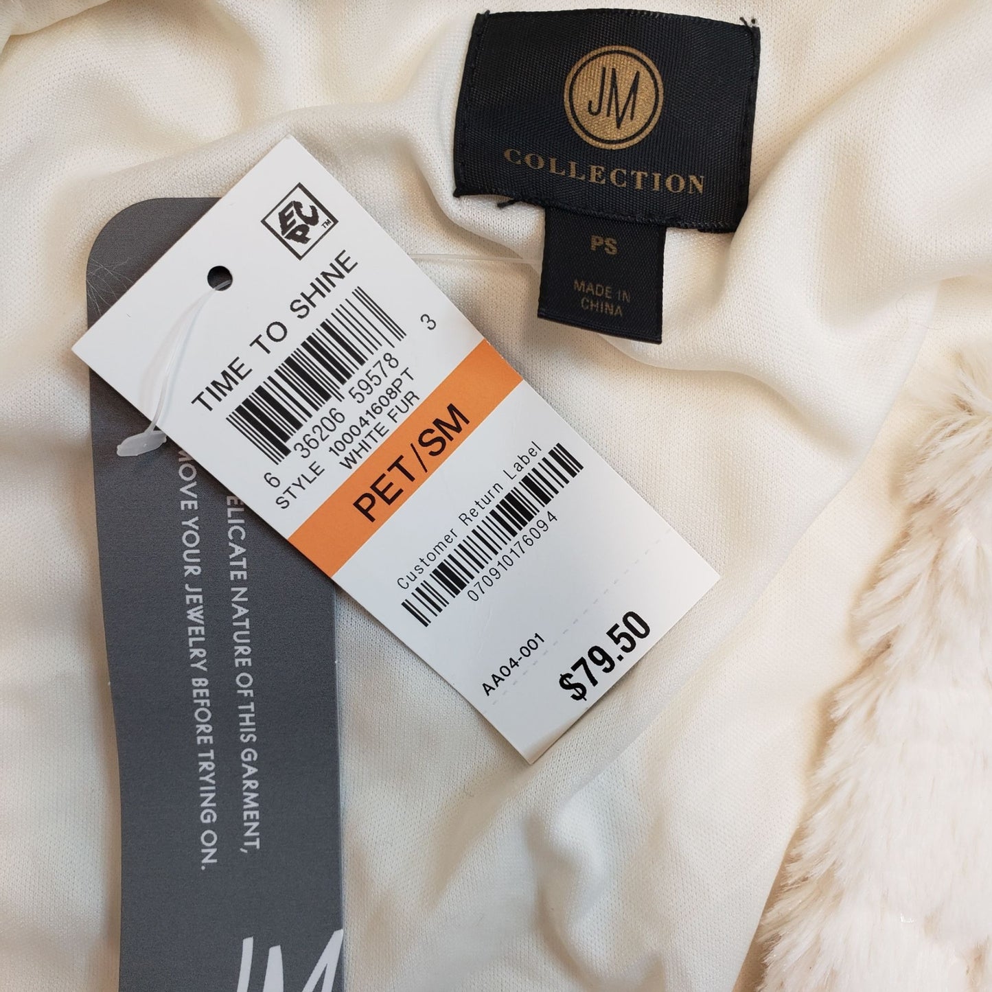 NWT JM Collection Time to Shine Faux Fur Jacket Size Small Petite