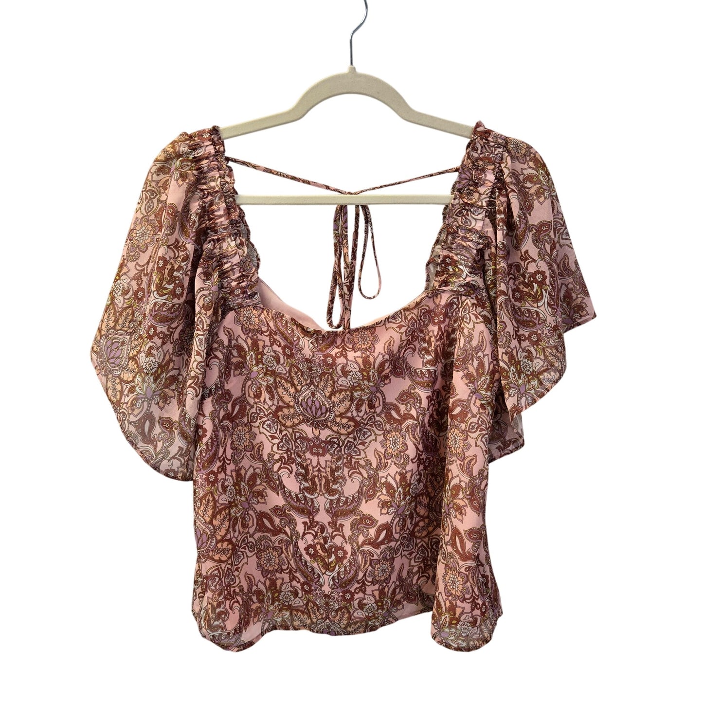 NWT Lucy Paris Paisley Print Square Neck Boho Blouse Size Medium