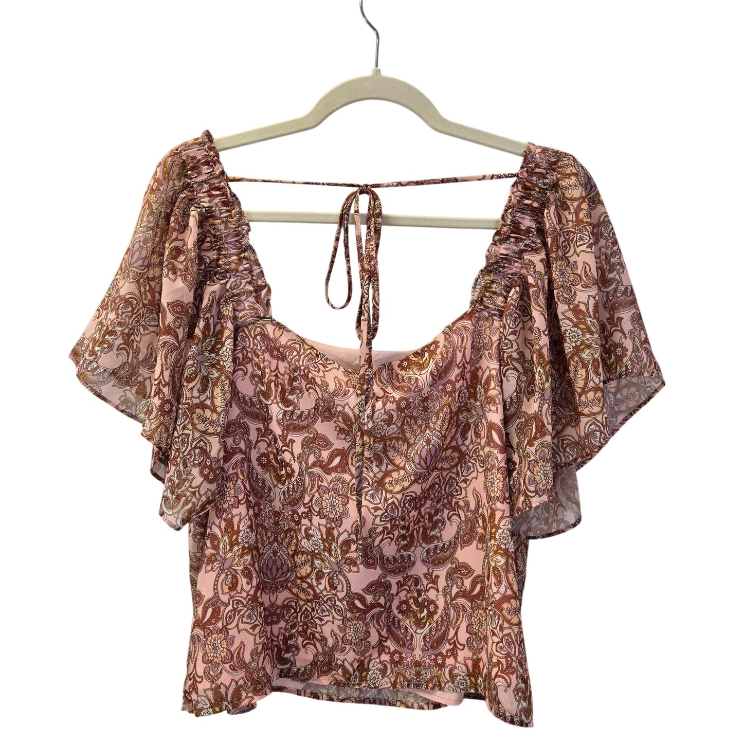 NWT Lucy Paris Paisley Print Square Neck Boho Blouse Size Medium