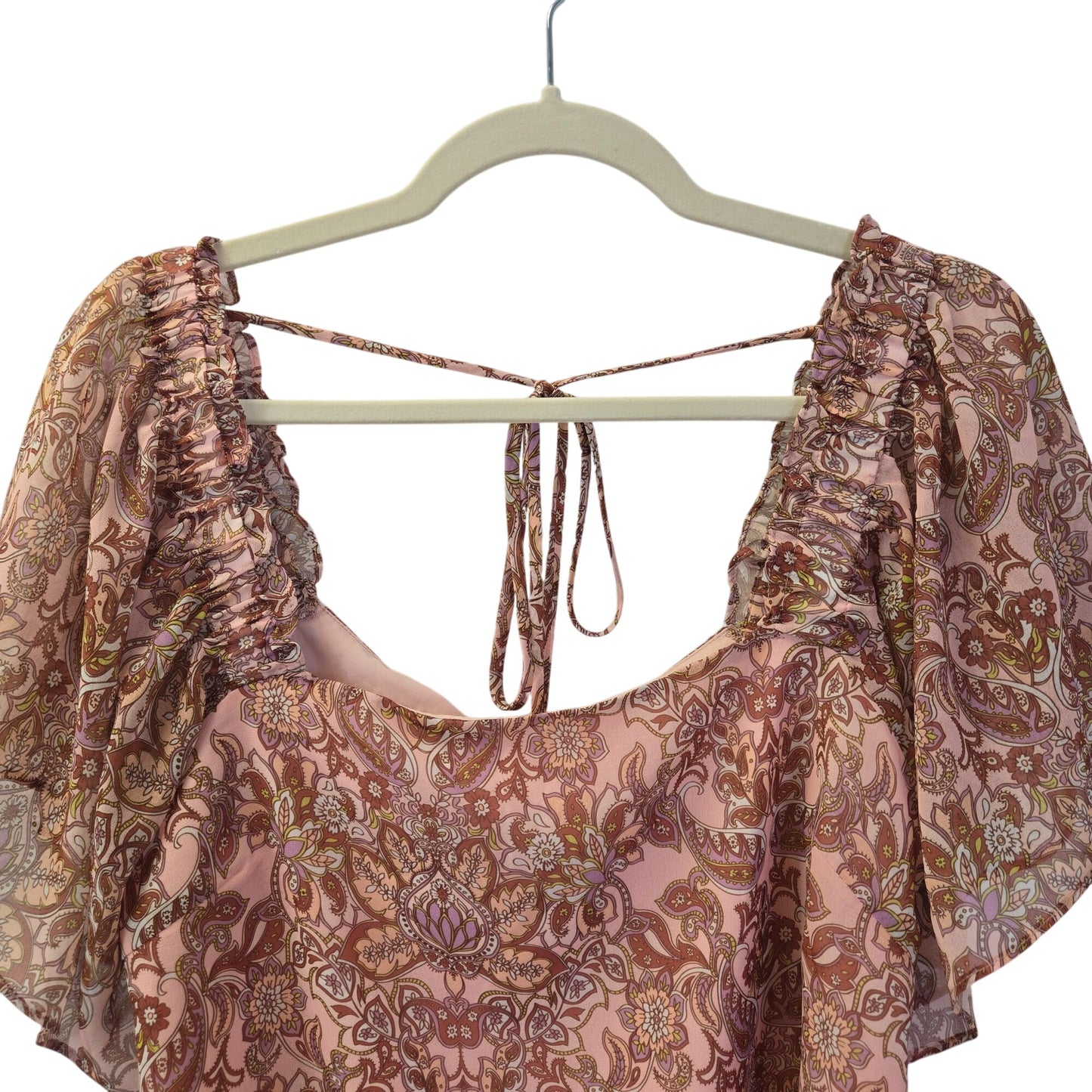 NWT Lucy Paris Paisley Print Square Neck Boho Blouse Size Medium