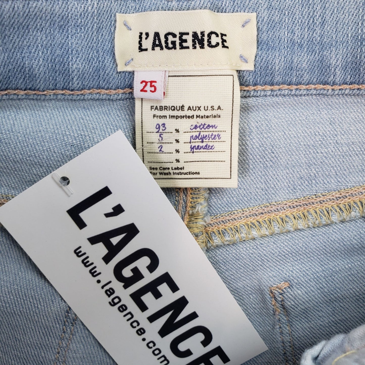 NWT L'Agence Sada High Rise Raw Hem Jeans Size 25