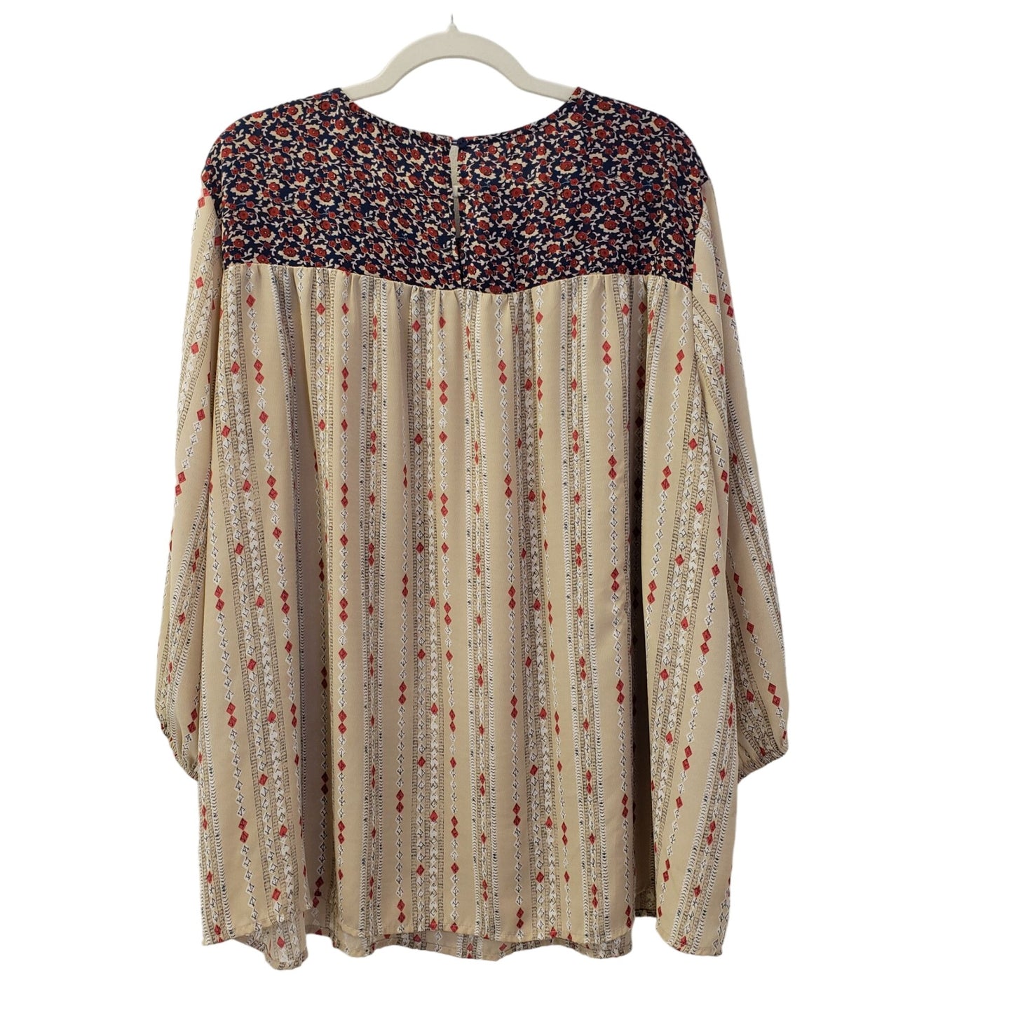 Suzanne Betro Weekend Mixed Print Babydoll Top Size 4XL