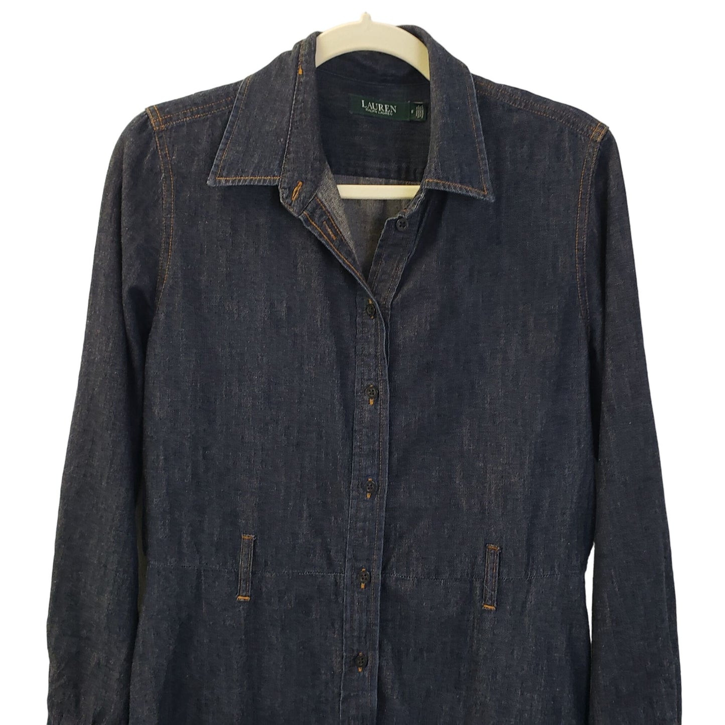 Lauren Ralph Lauren Chambray Midi Shirt Dress Size 8 *Missing Belt*
