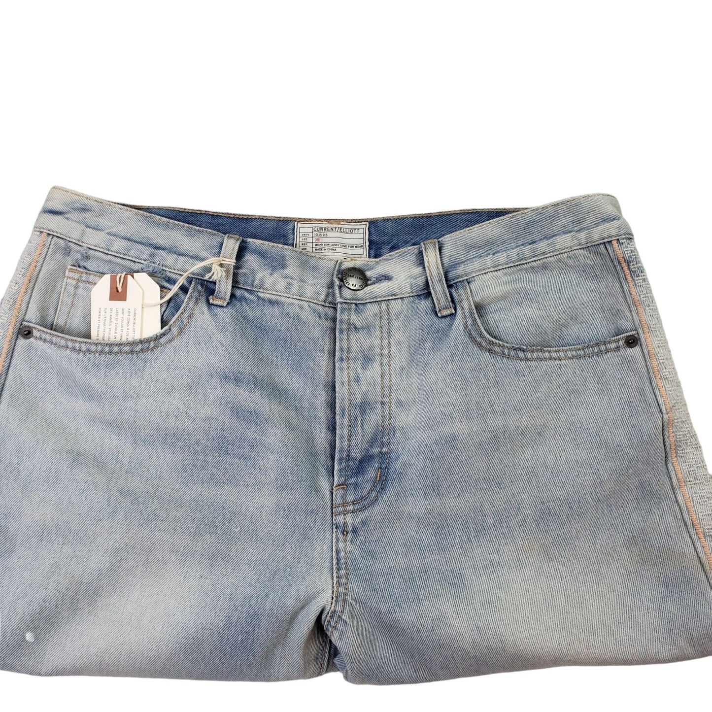 NWT Current/Elliott Slouchy Skinny Distressed Jeans with Side Panel Size 30