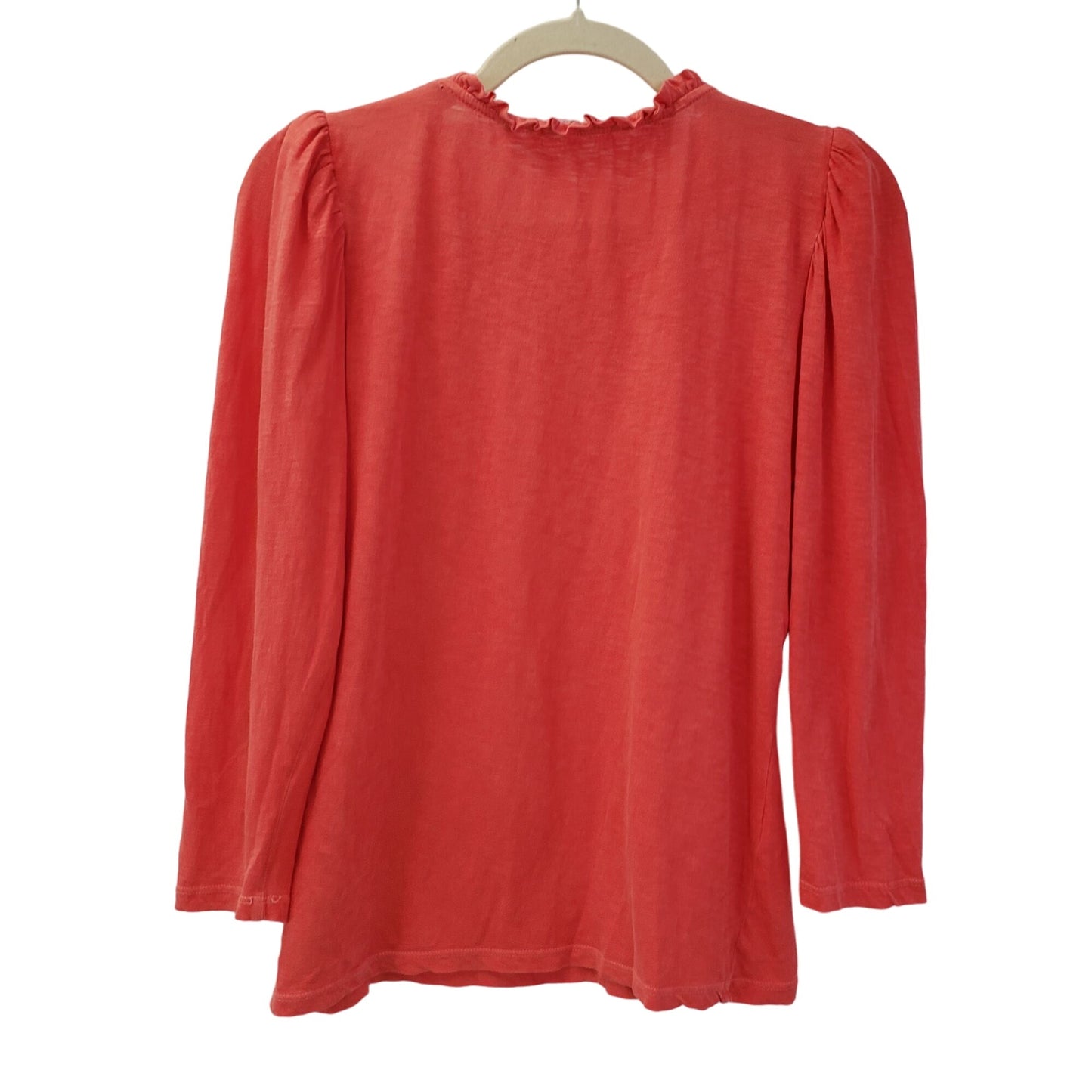 Sundry Ruffle Neck Puff Sleeve Slub T-shirt Size 0