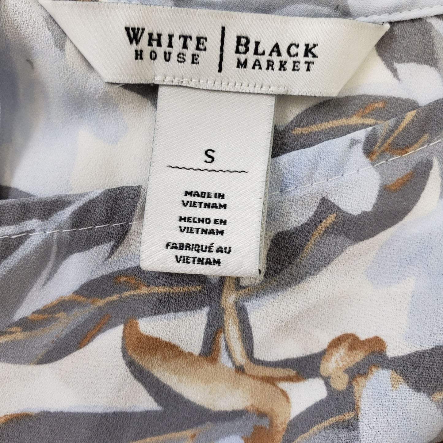 White House Black Market Floral Semi-Sheer Blouse Size Small
