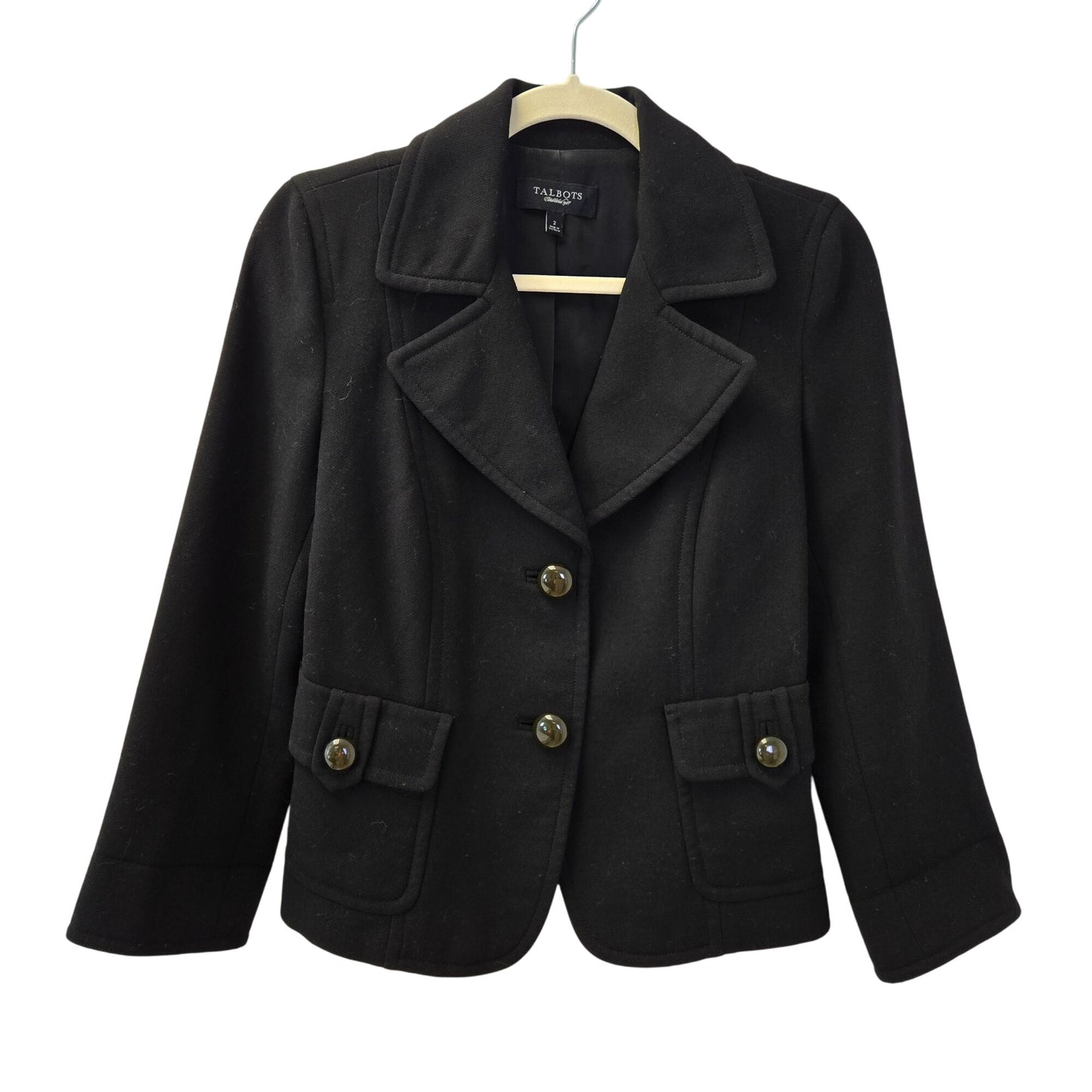 Talbots 100% Wool Two Button Blazer Jacket Size 2