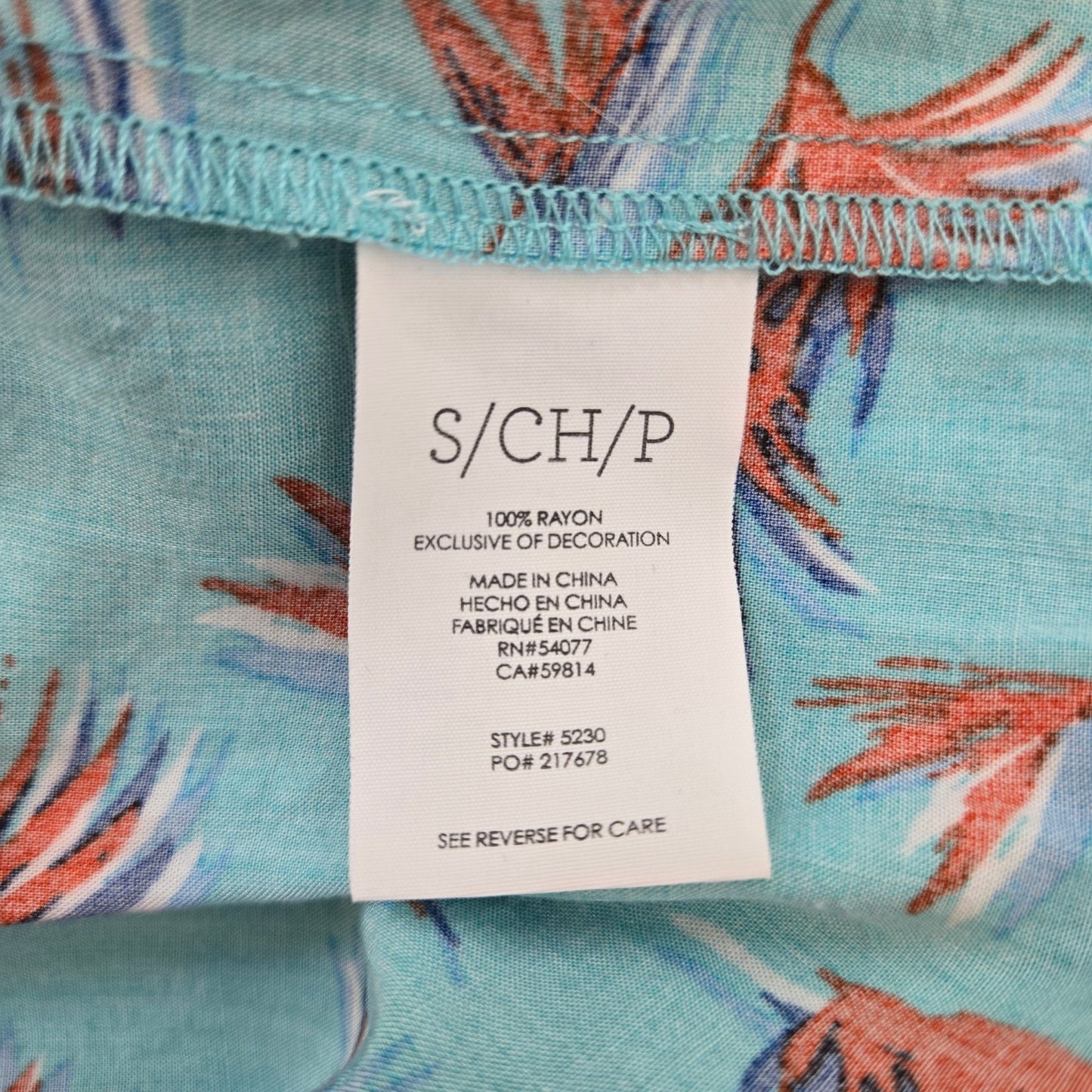 Cabi Tassel Tank Top Palm Leaf Print 100% Rayon Blouse Size Small