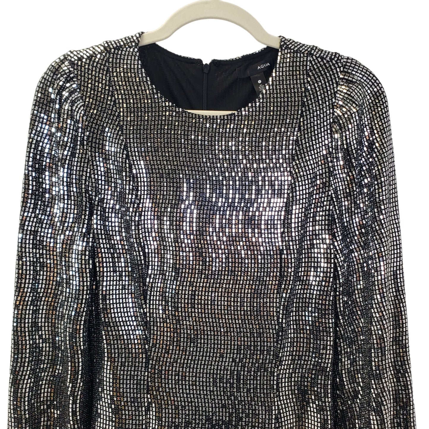 Aqua Mirror Sequin Embellished Fit & Flare Cocktail Dress Size Small