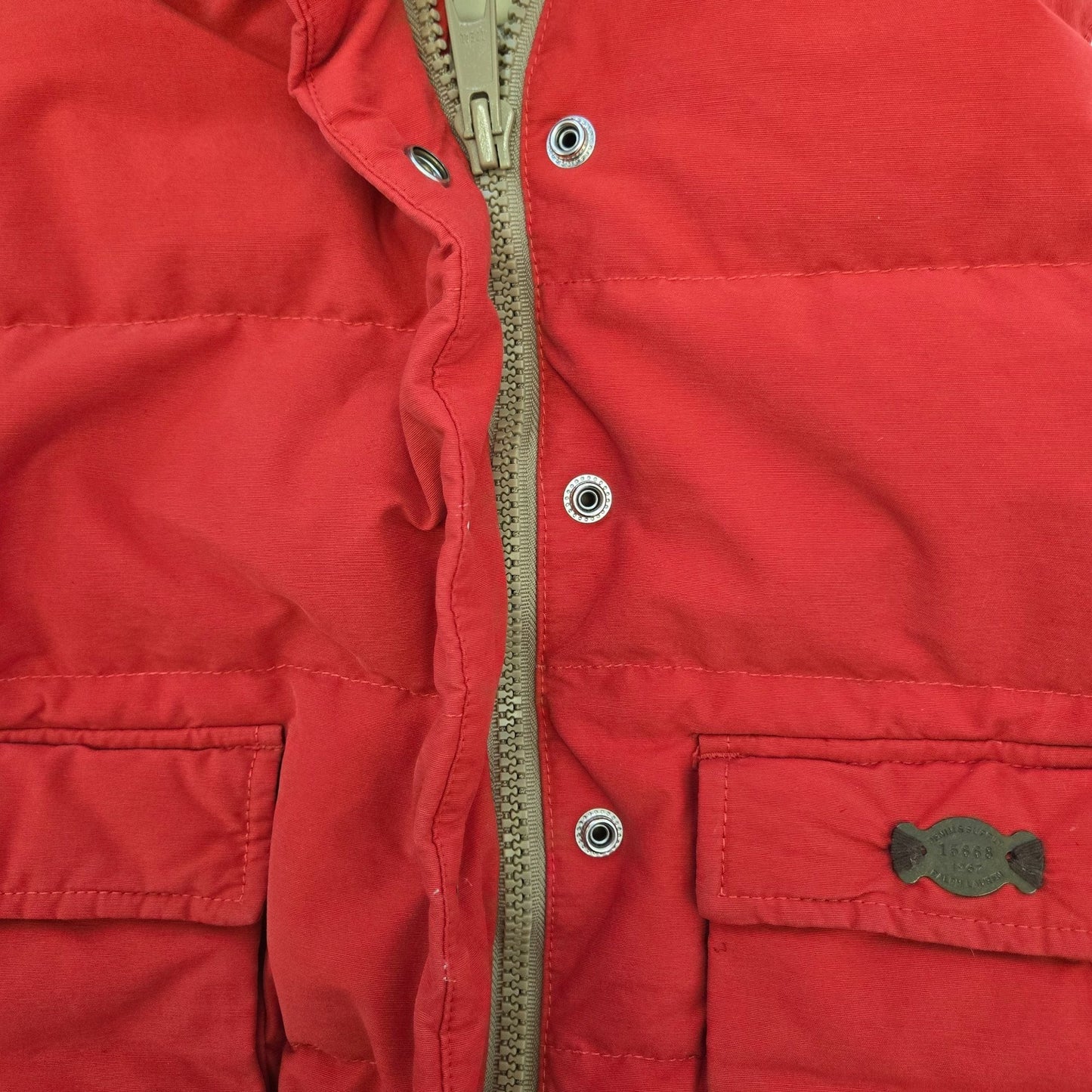 Ralph Lauren Denim & Supply Down Filled Removable Faux Fur Collar Vest Size Medium