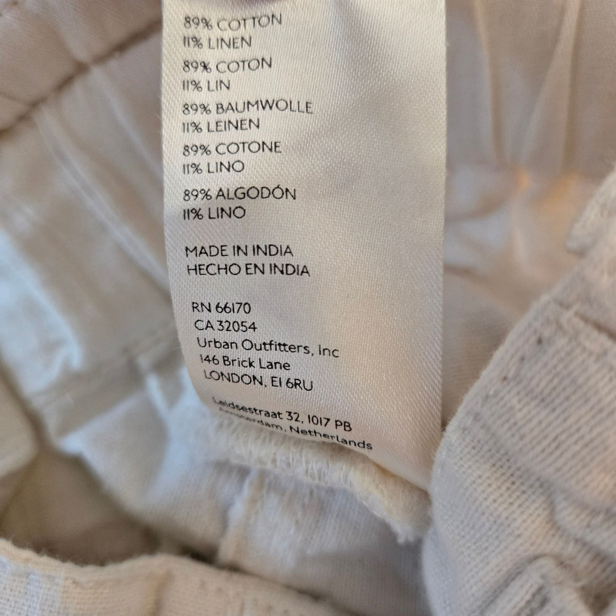 Free People Sky Rider Ecru Linen Blend Straight Leg Paper-Bag Pants Size Medium