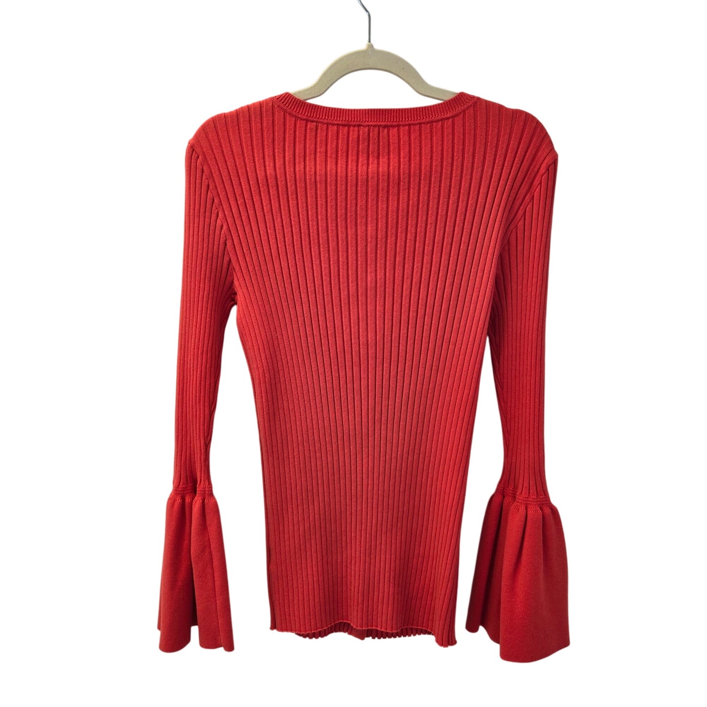 Cabi Ribbed Hibiscus Trumpet Bell Sleeve Cardigan Sweater Size Medium