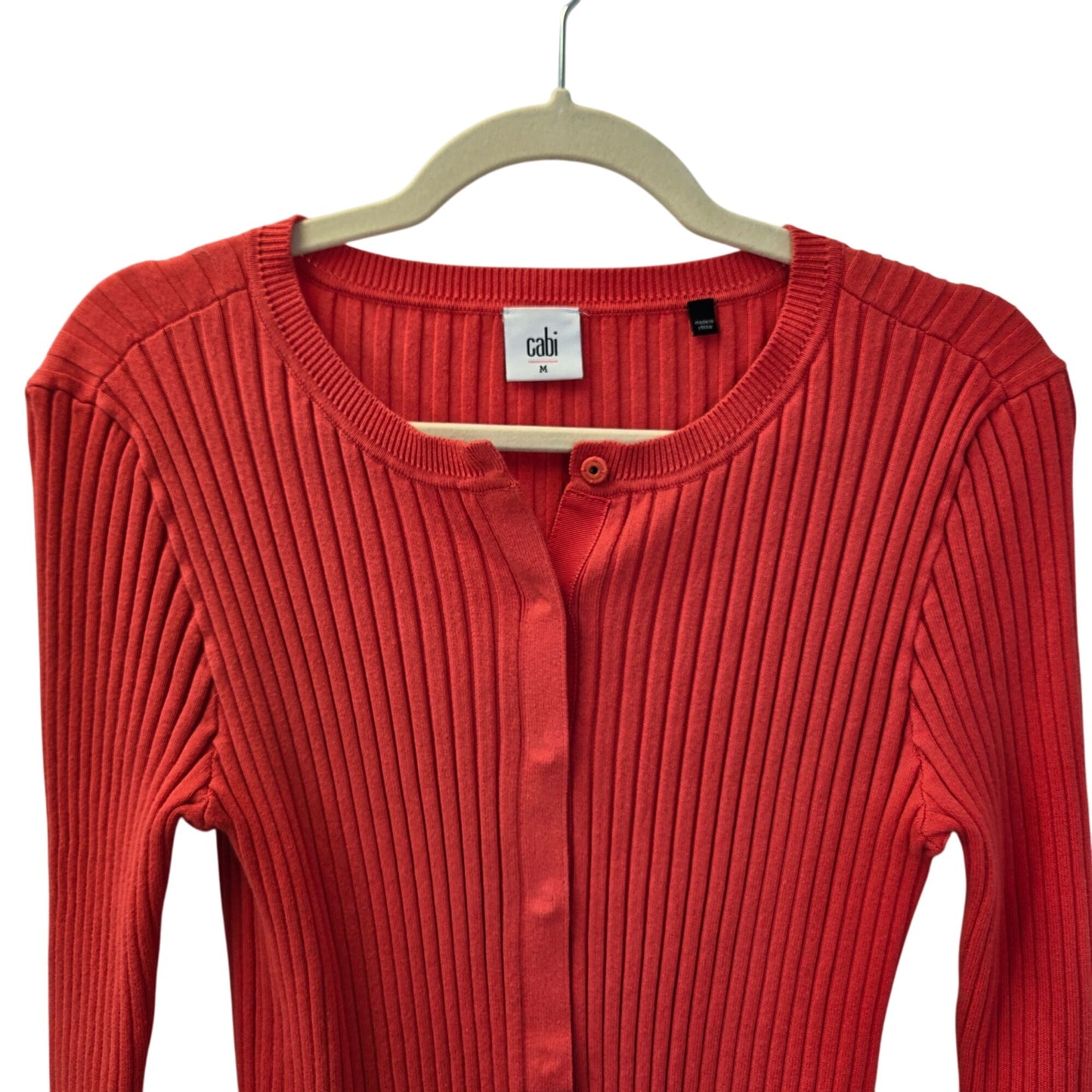 Cabi Ribbed Hibiscus Trumpet Bell Sleeve Cardigan Sweater Size Medium