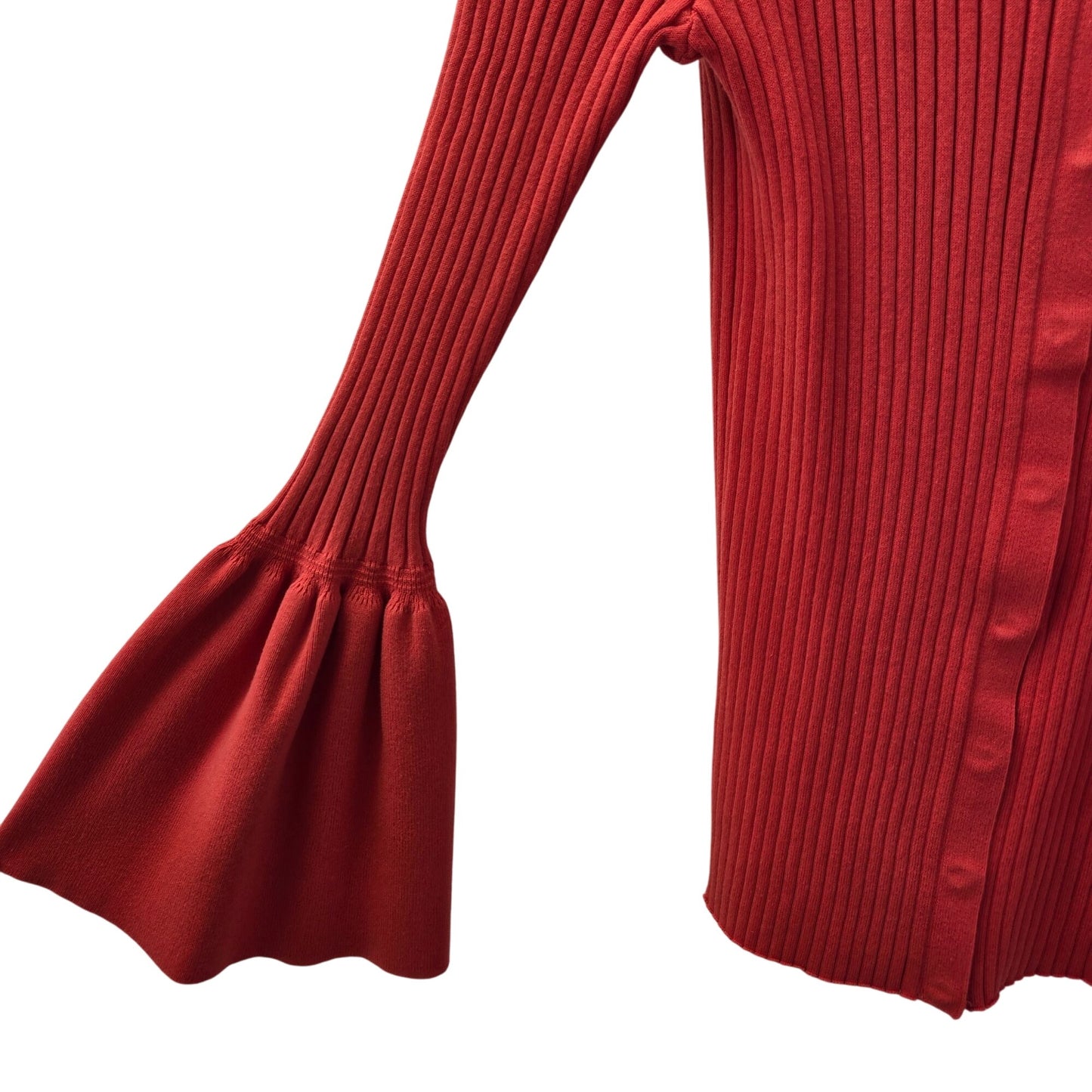 Cabi Ribbed Hibiscus Trumpet Bell Sleeve Cardigan Sweater Size Medium