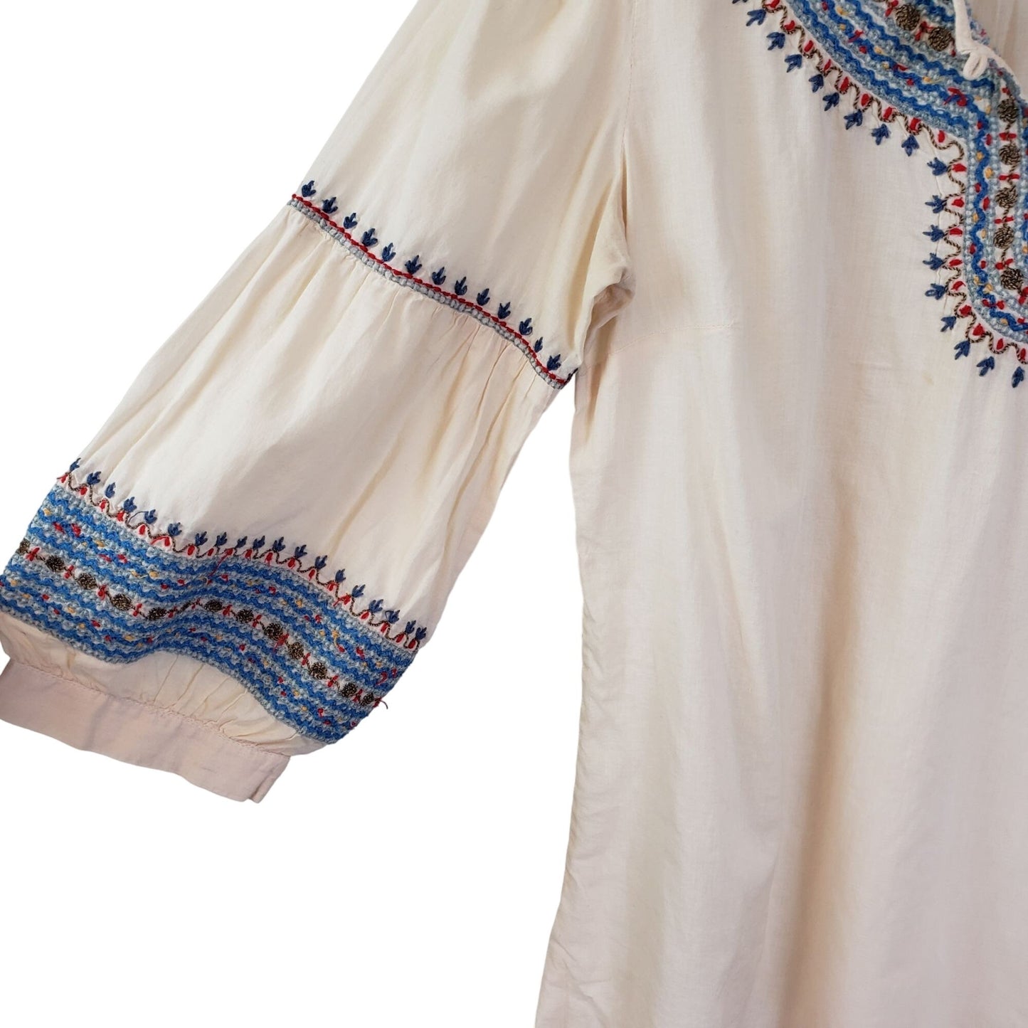 Lucky Brand Embroidered Boho Peasant Top Size Medium