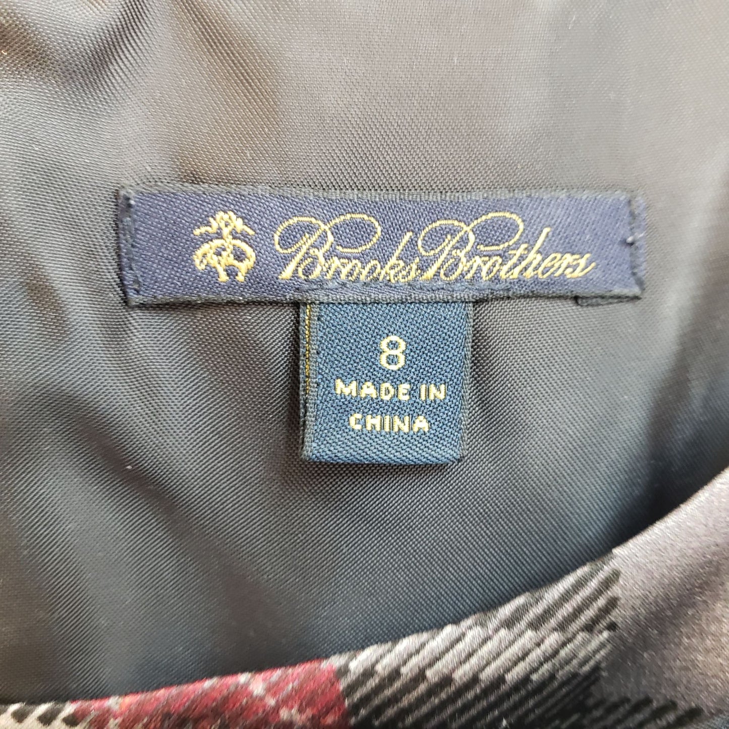 Brooks Brothers Silk & Wool Blend Floral & Plaid Shift Dress Size 8