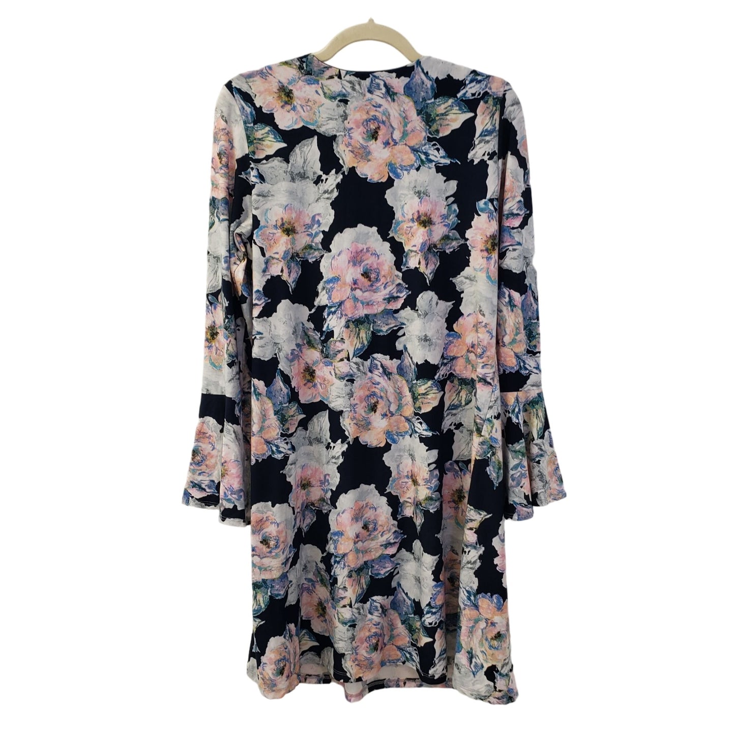 Karen Kane Floral Bell Sleeve Mini Shift Dress Size Large