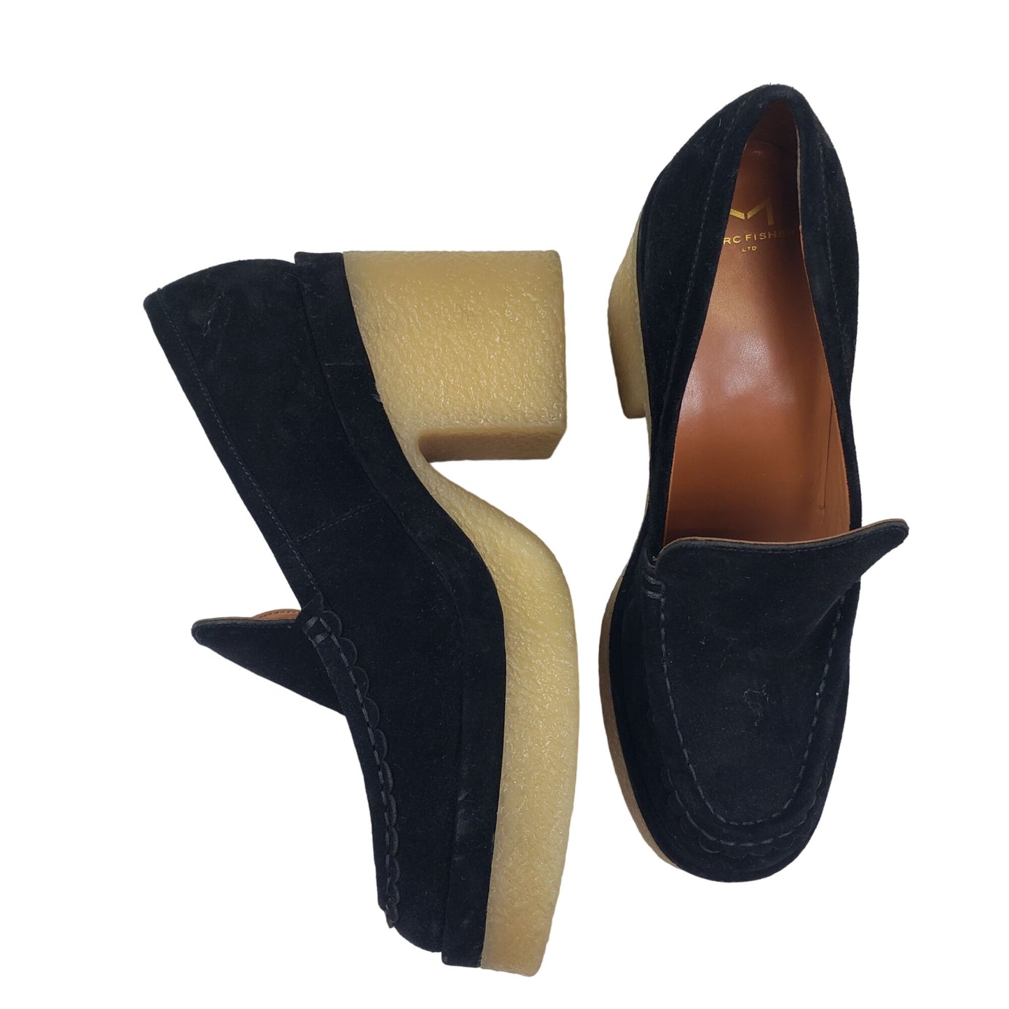 Marc Fisher LTD Lina Suede Leather Chunky Platform Loafers Size 10