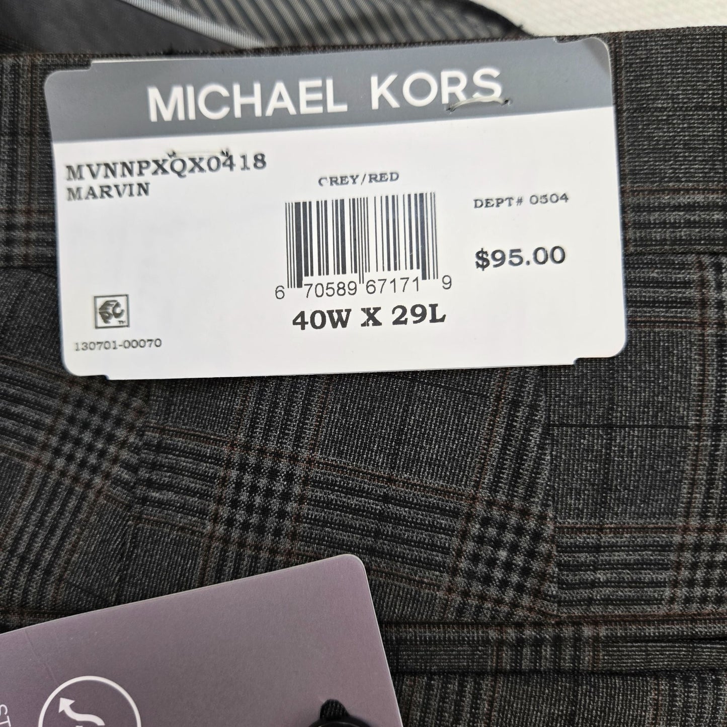 NWT Michael Kors Marvin Glen Plaid Trouser Pants Size 40x29