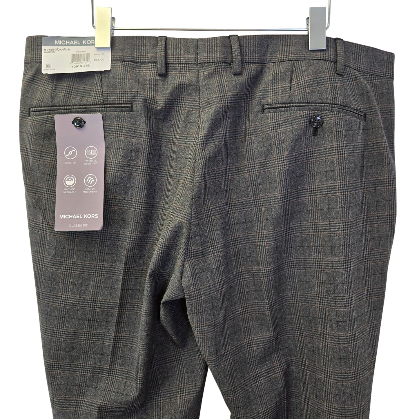 NWT Michael Kors Marvin Glen Plaid Trouser Pants Size 40x29
