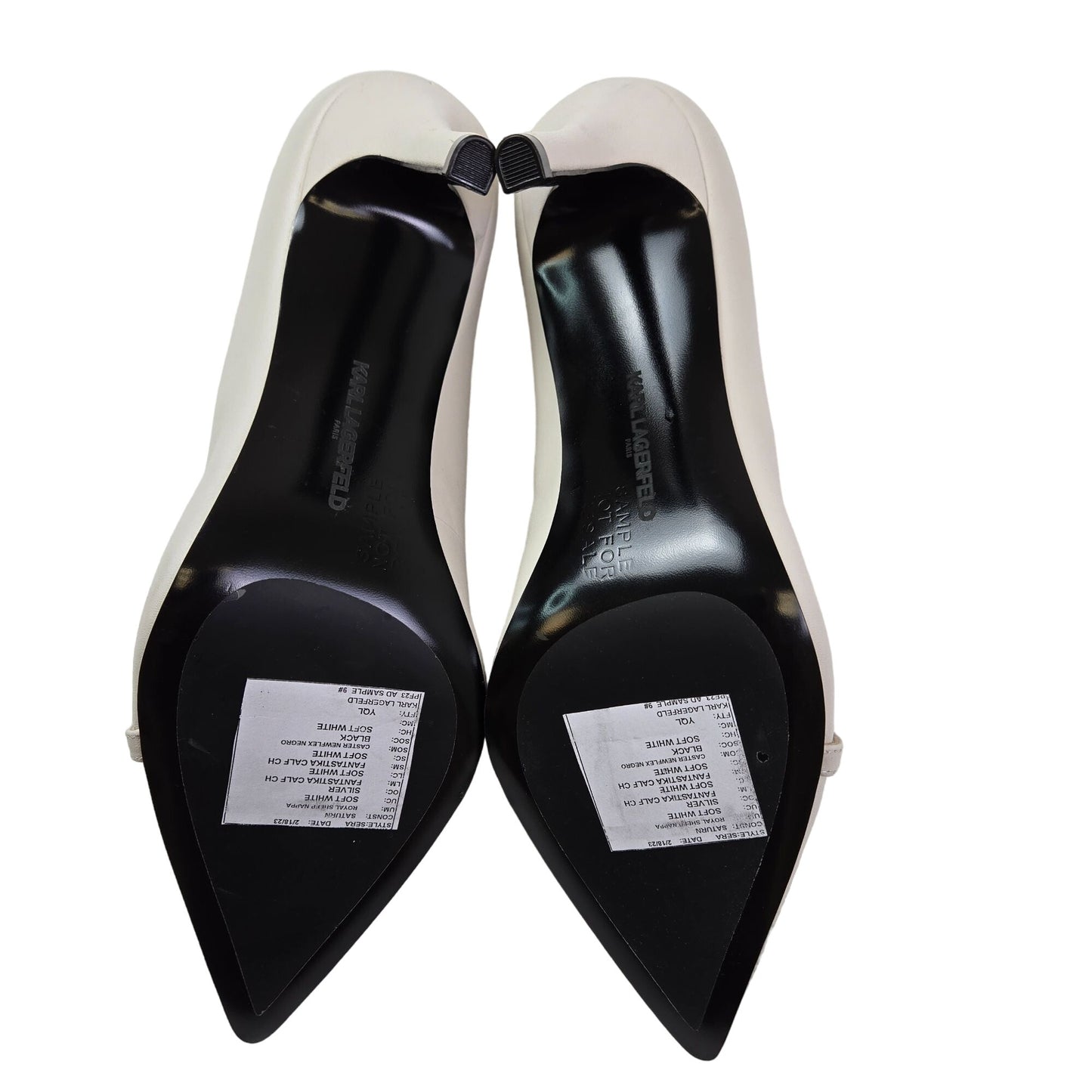 NWT/NWOB Karl Lagerfeld Leather Shivani Chain & Pear Embellished Heels Size 9