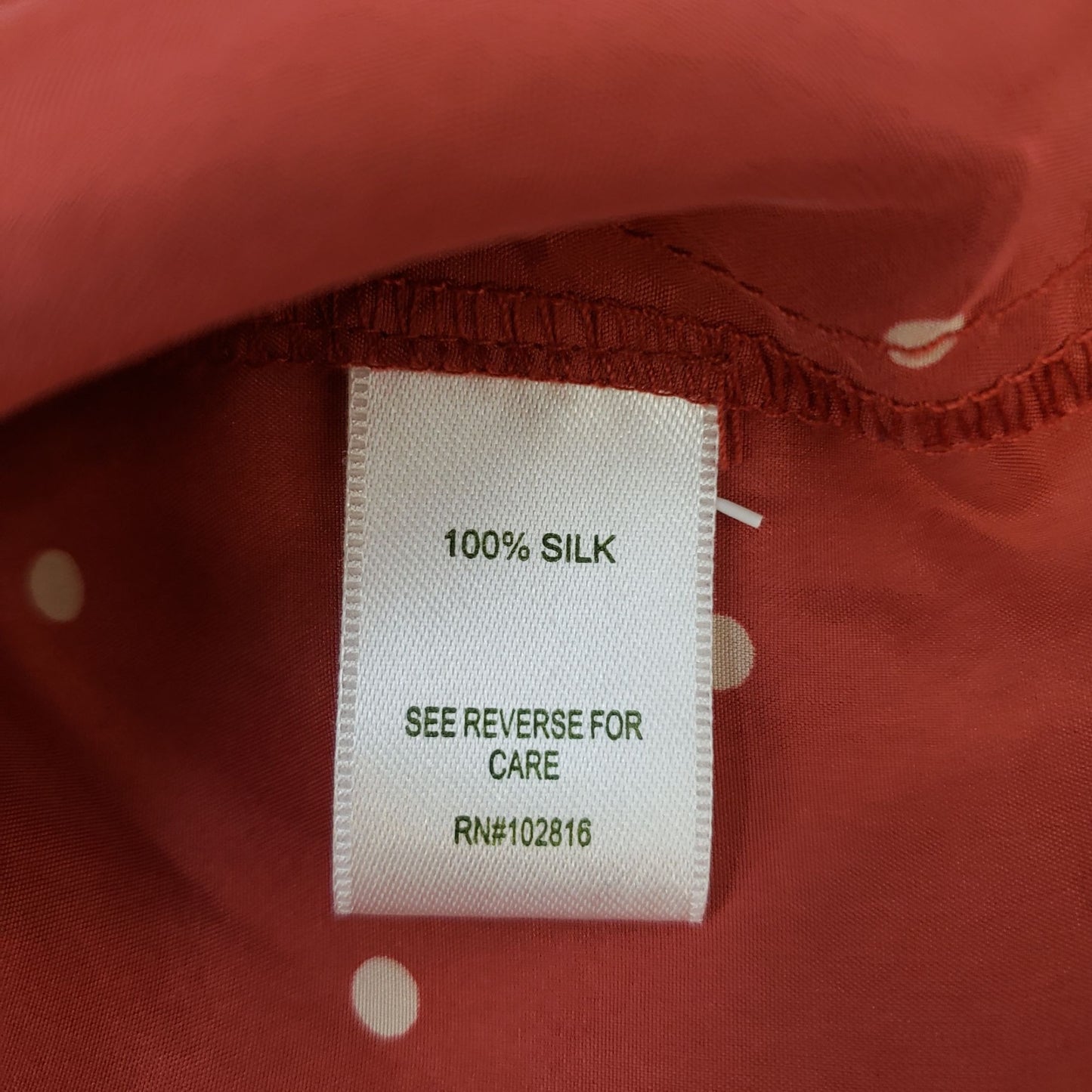 Garnet Hill 100% Silk Polka Dot Shirt Dress Size 14