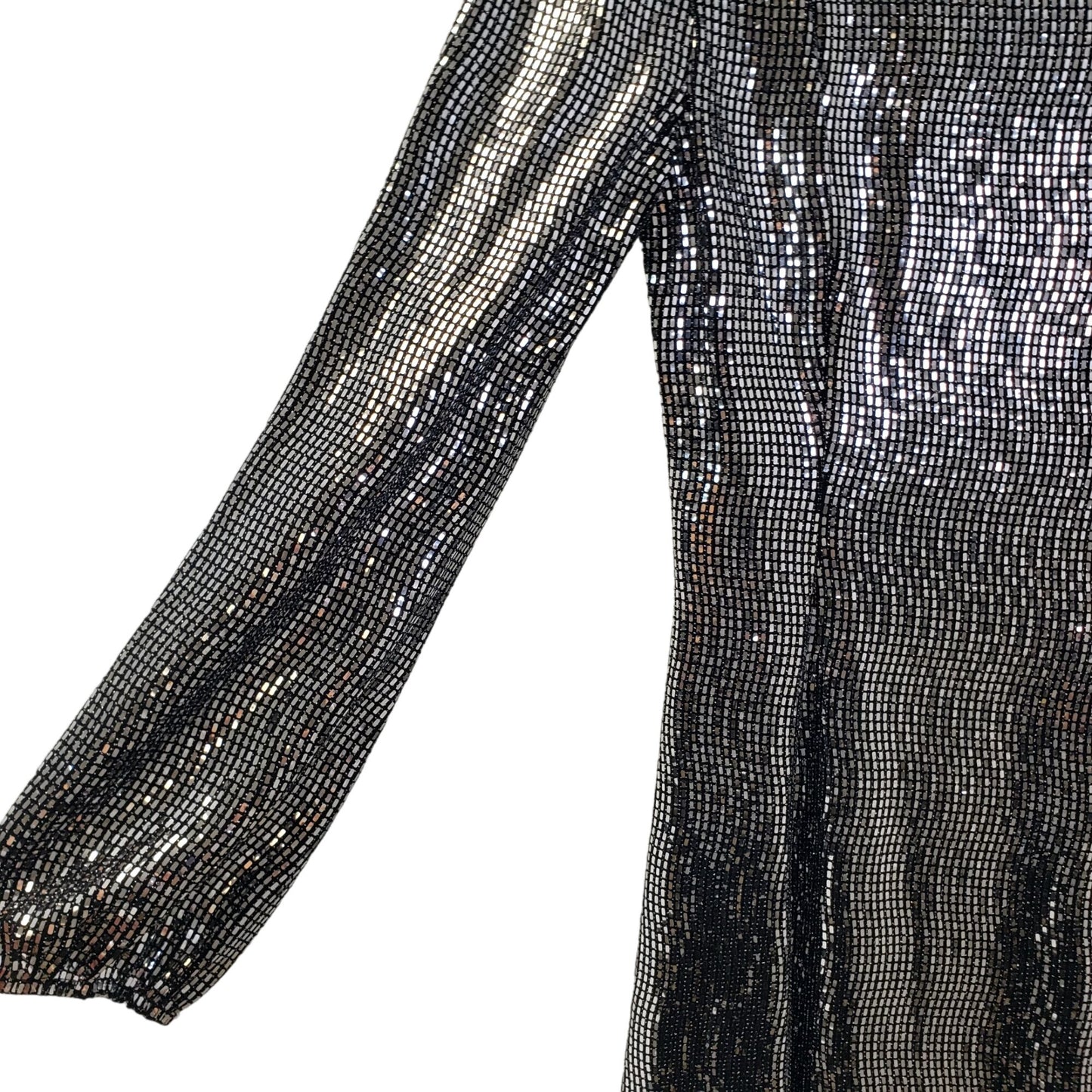 Aqua Mirror Sequin Embellished Fit & Flare Cocktail Dress Size Small