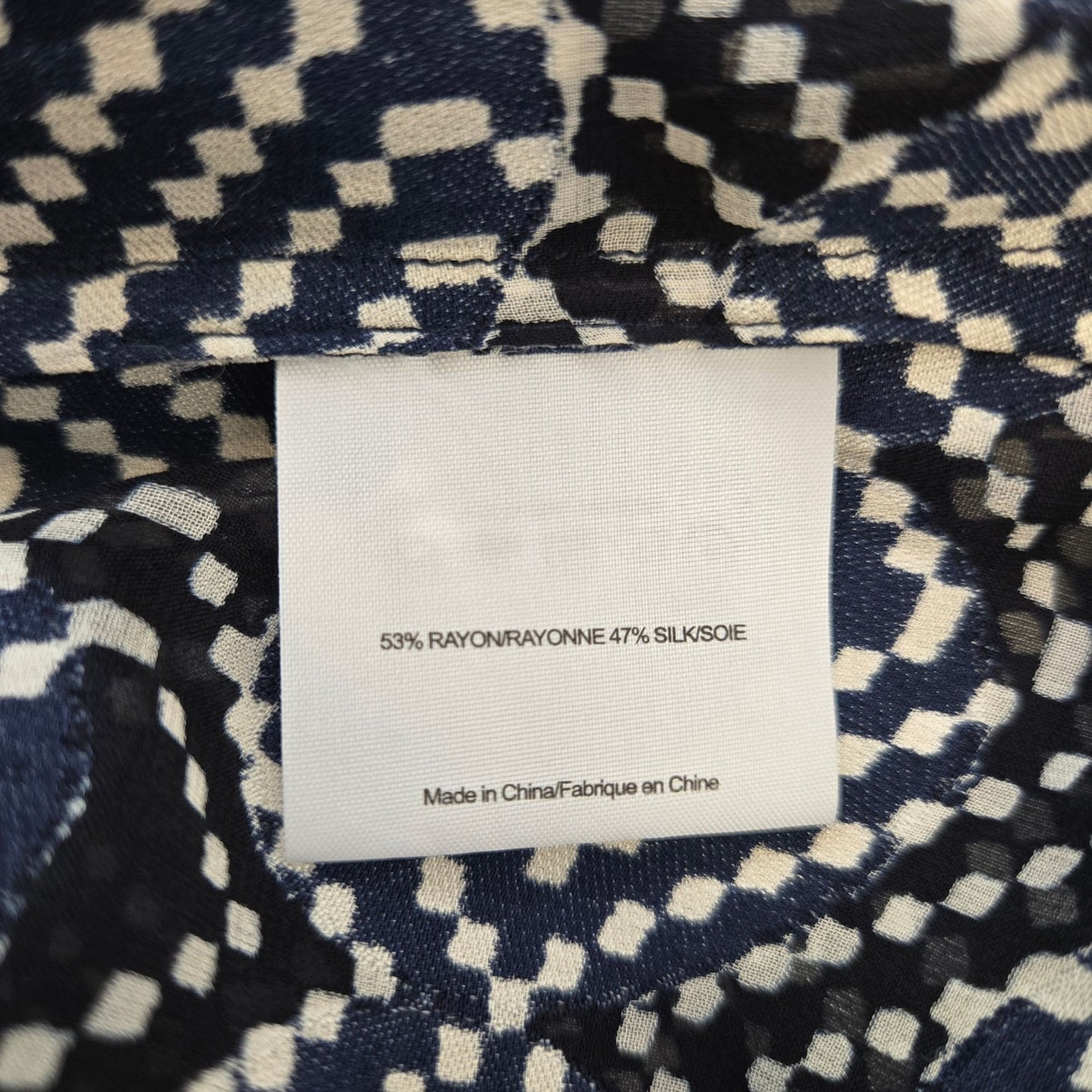 Tory Burch Gwenna Silk Blend Normandy Blue Print Tunic Blouse Size 2