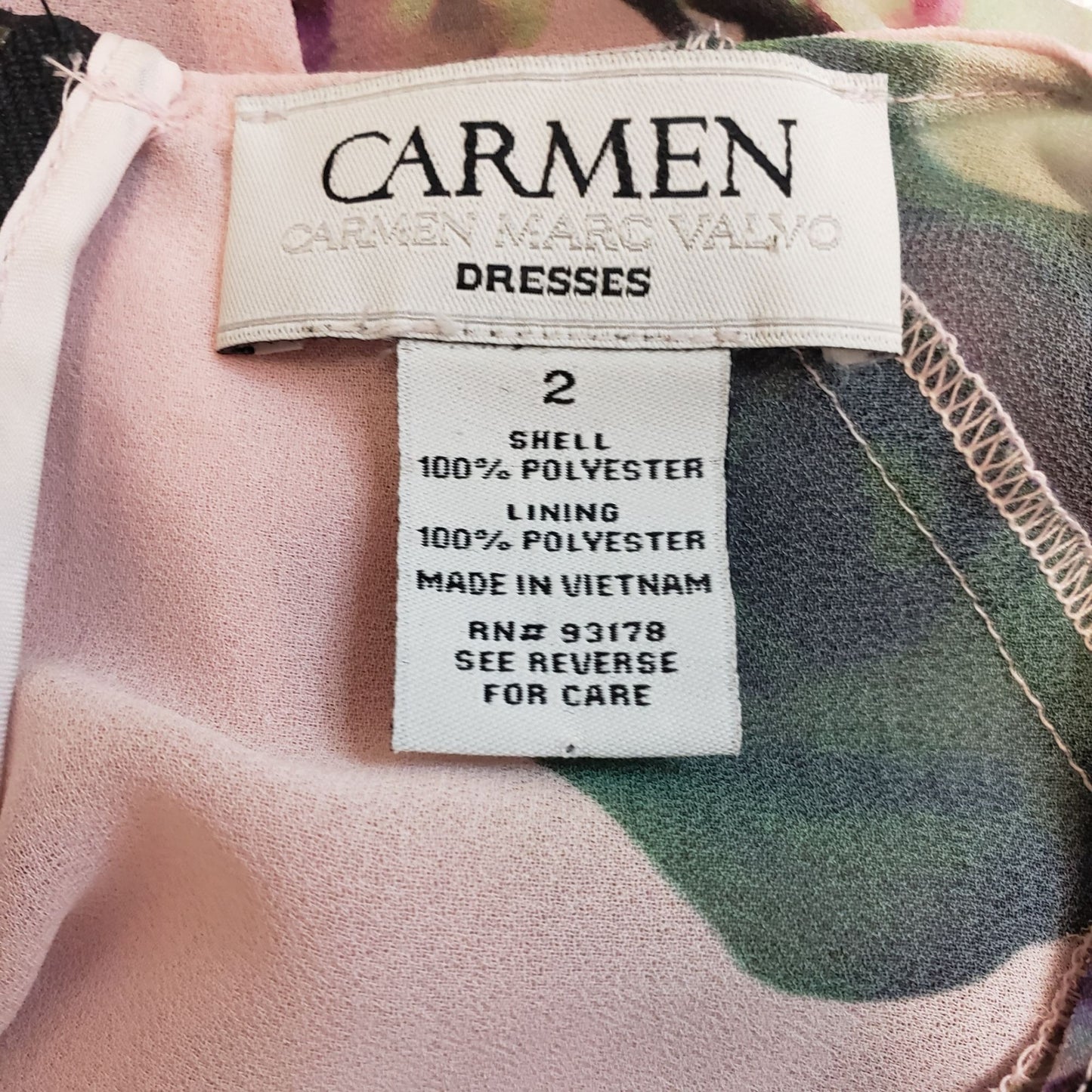 Carmen Marc Valvo Floral Hi-Low Hem Midi Dress Size 2