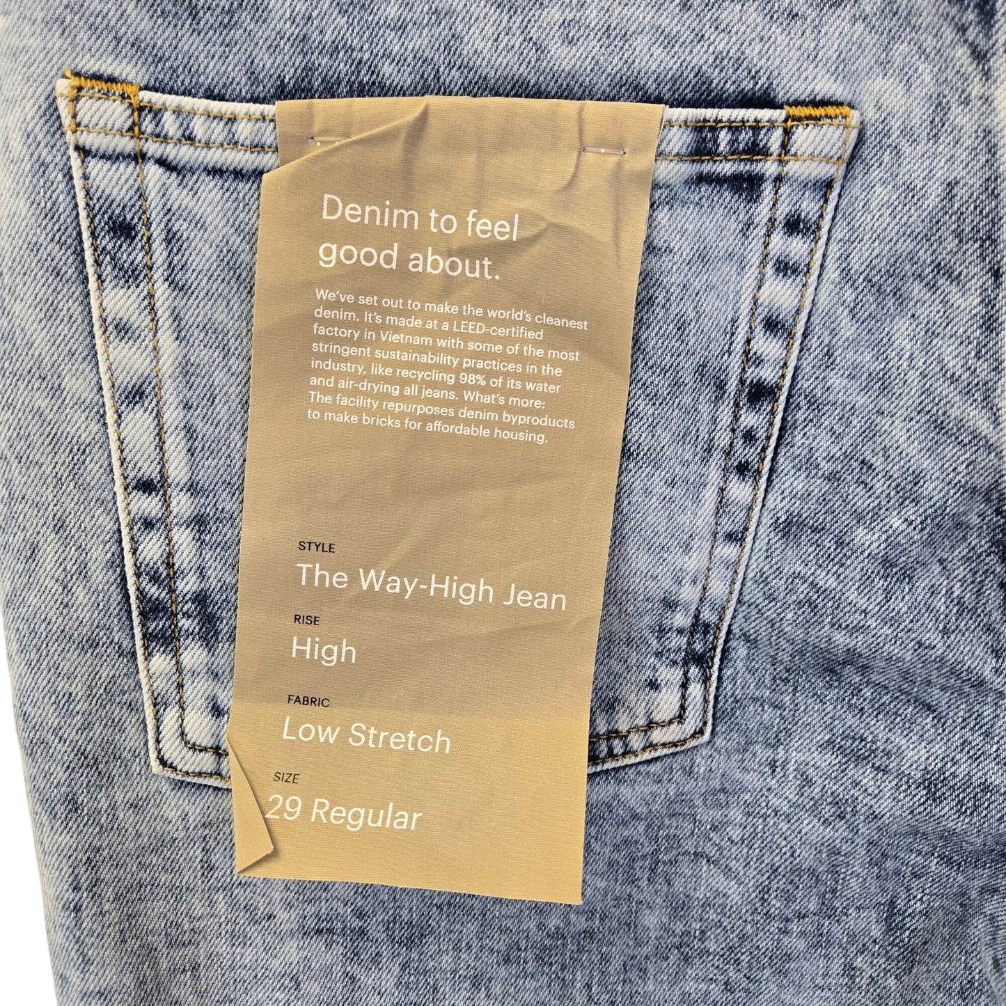 NWT Everlane The Way High Jeans in Acid Wash Size 29