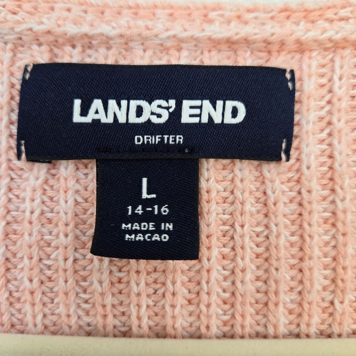 Lands' End Drifter Color Block V-Neck Ribbed Sweater Size Large
