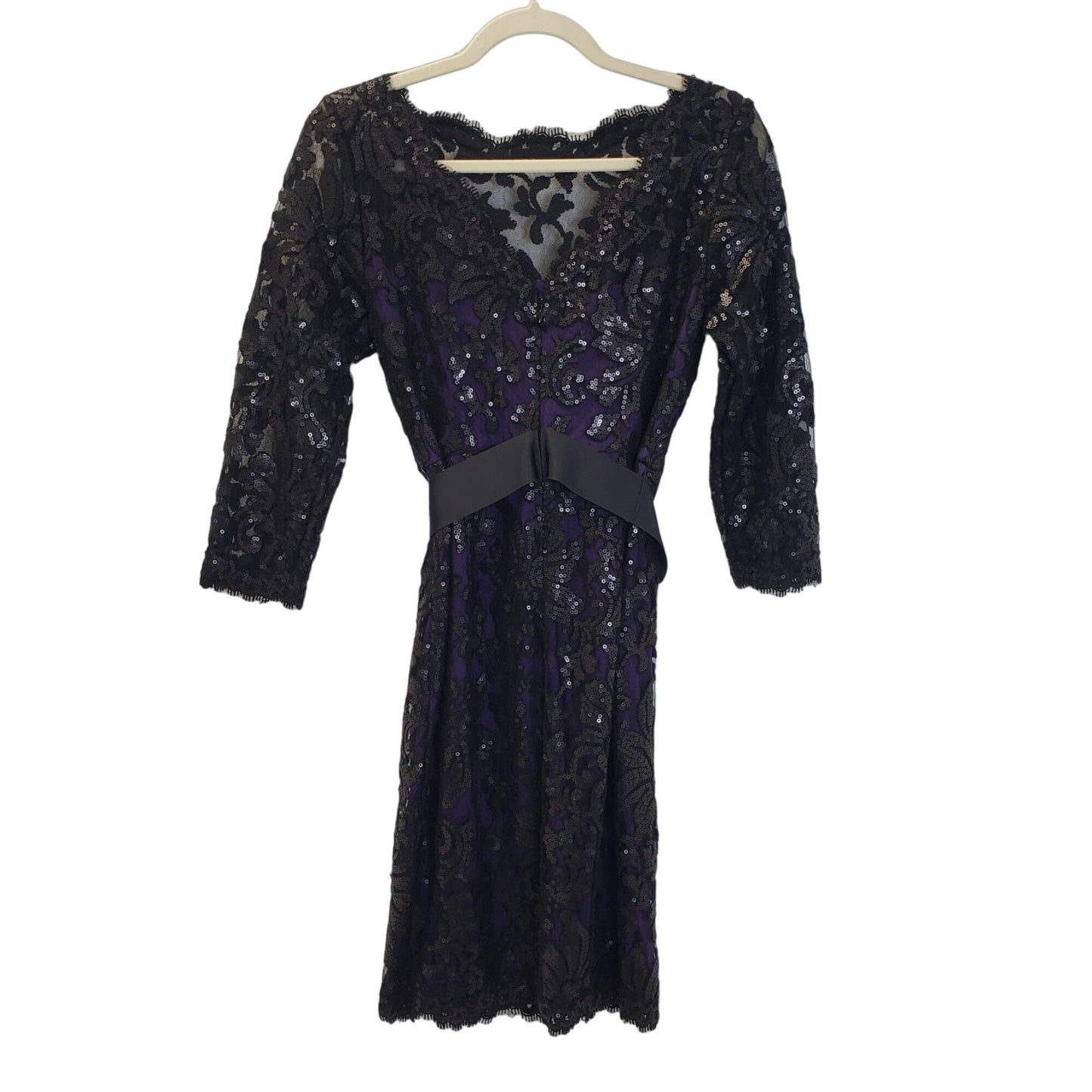 Tadashi Shoji Sequin Overlay Cocktail Dress Size 8 Petite