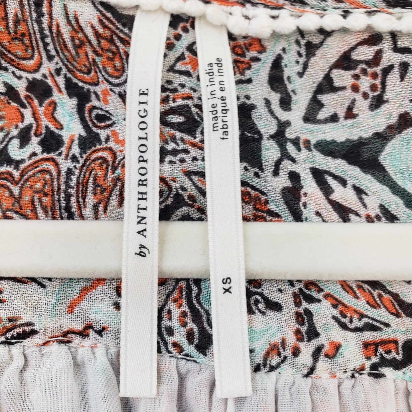 Anthropologie Paisley Print Faux Wrap Smocked Waist Top Size XS