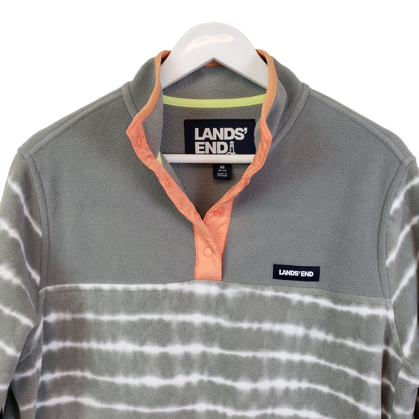 Lands' End Tie Dye Striped Quarter Snap Fleece Jacket Size Medium
