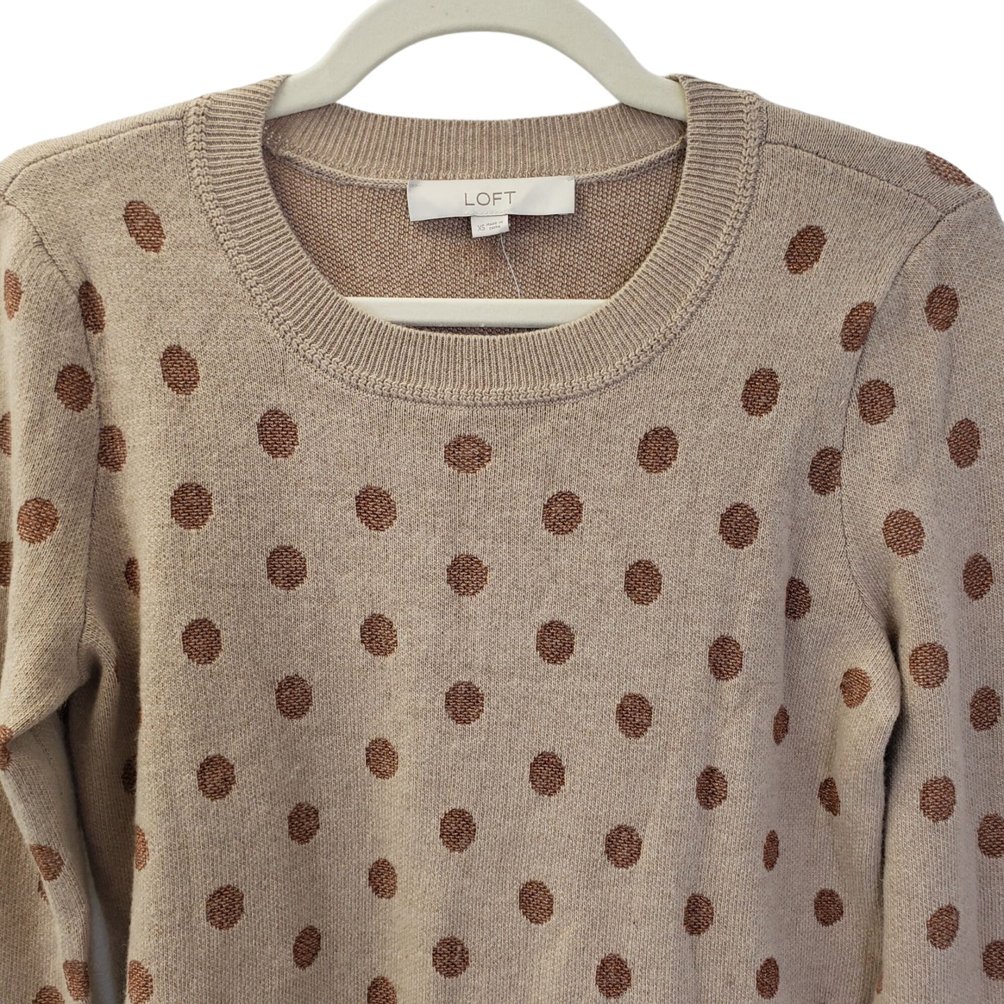 NWT Loft Wool Blend Polka Dot Crewneck Sweater Size XS