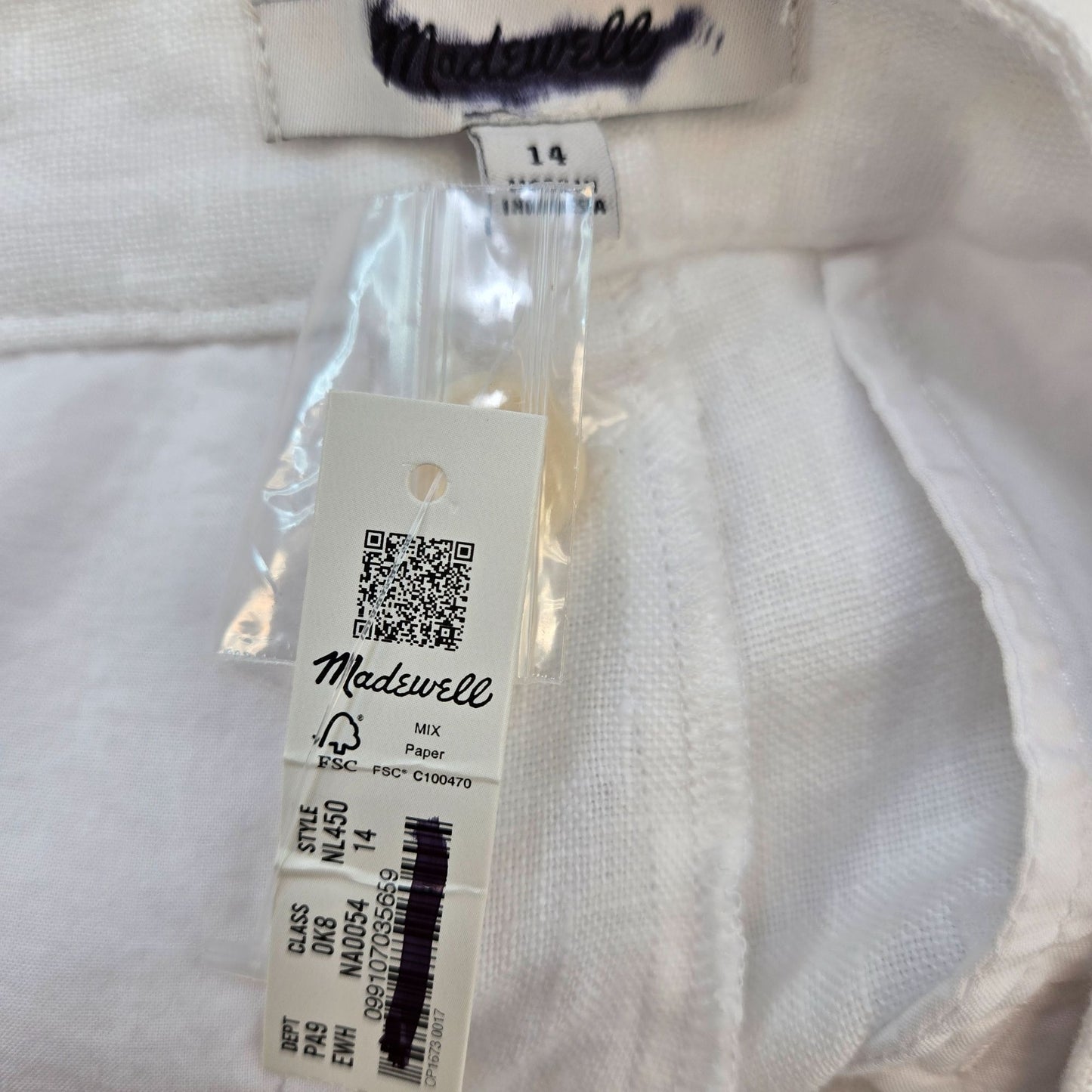 NWT Madewell The Harlow Wide Leg Linen Pants Size 14
