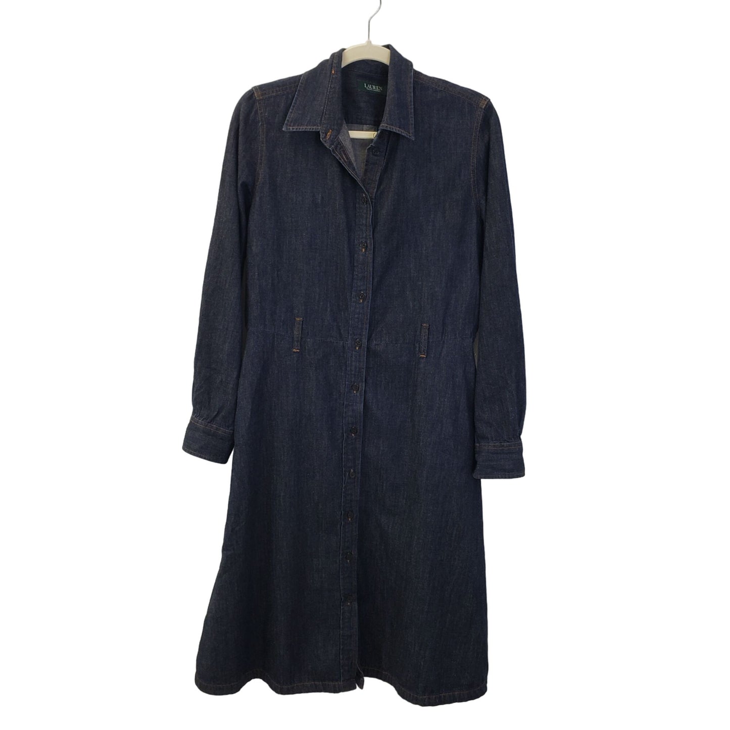 Lauren Ralph Lauren Chambray Midi Shirt Dress Size 8 *Missing Belt*