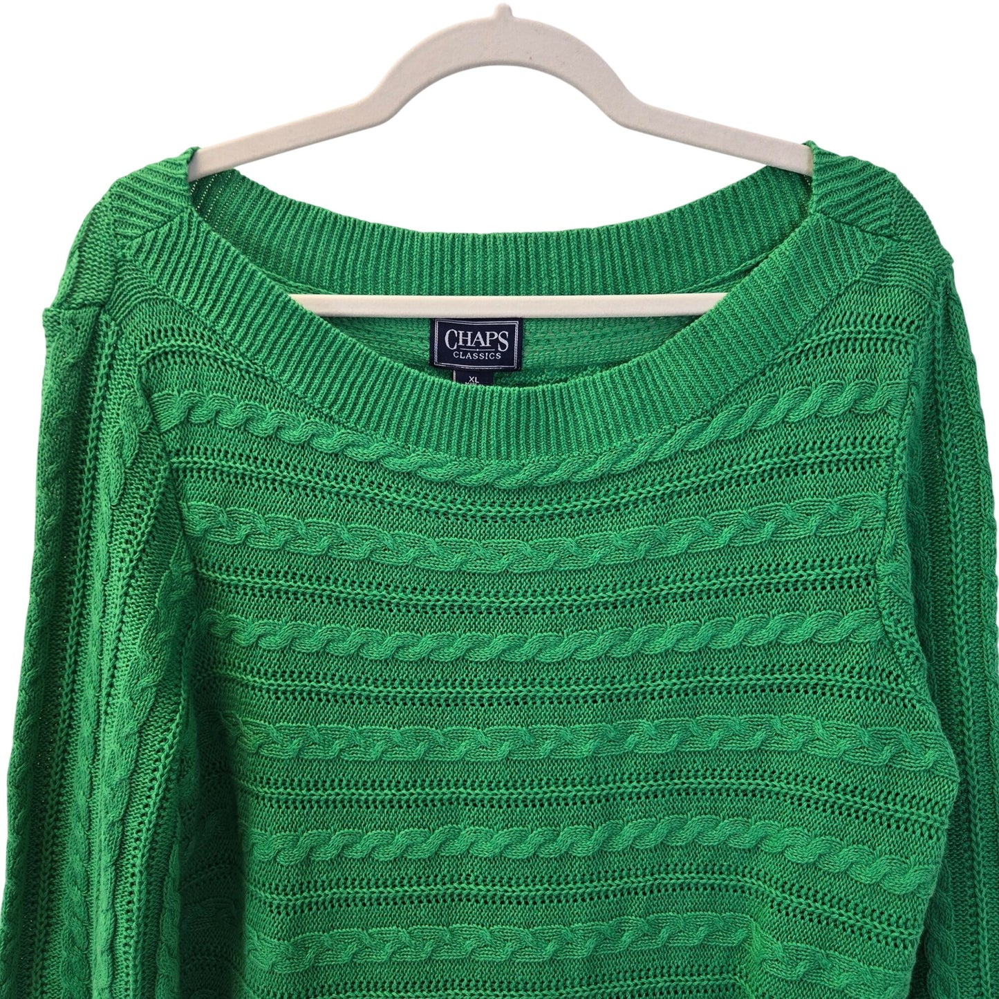 NWT Chaps Linen Blend Cable Knit 3/4 Sleeve Sweater Size XL