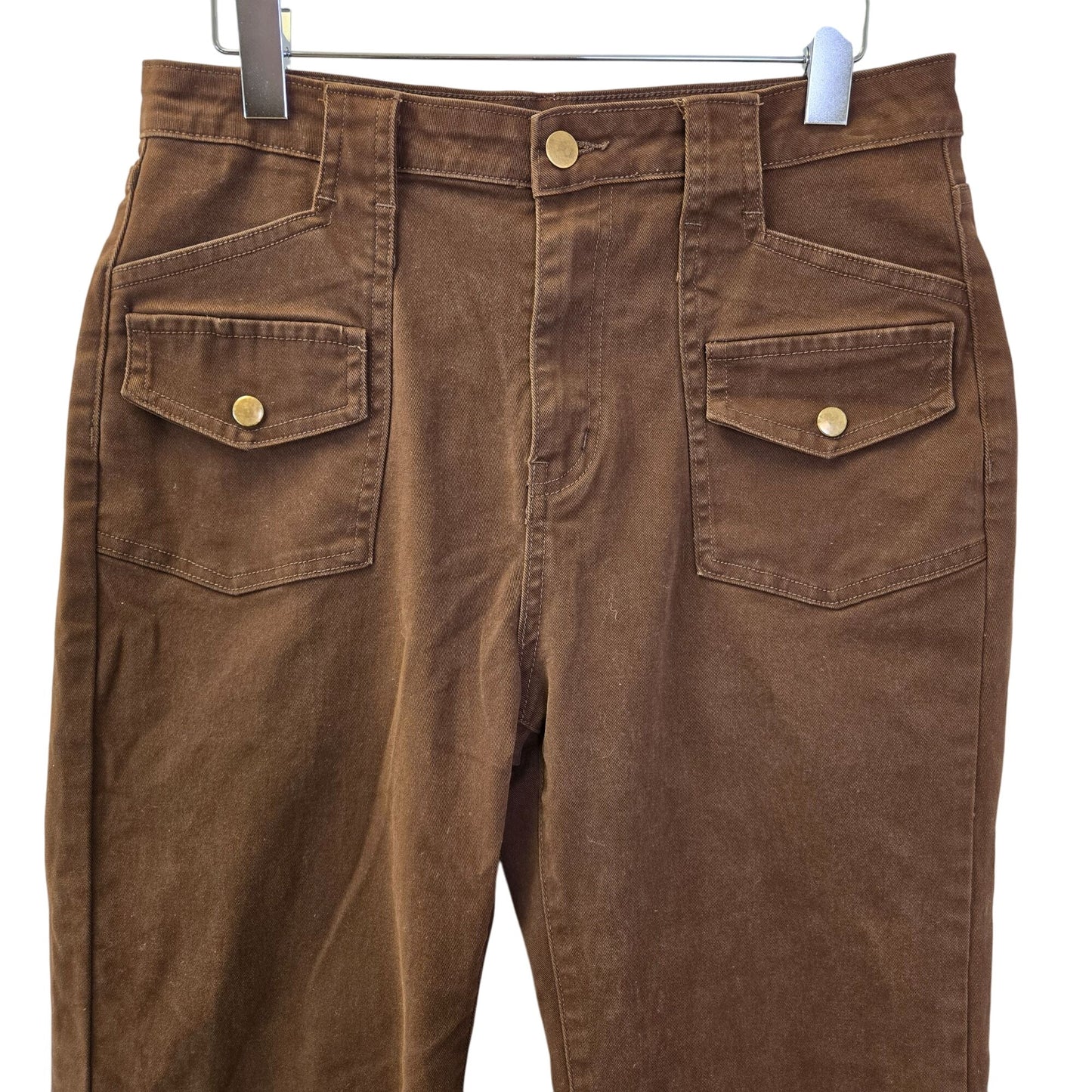 Cider High Rise Front Pocket Straight Leg Trouser Pants Size Large