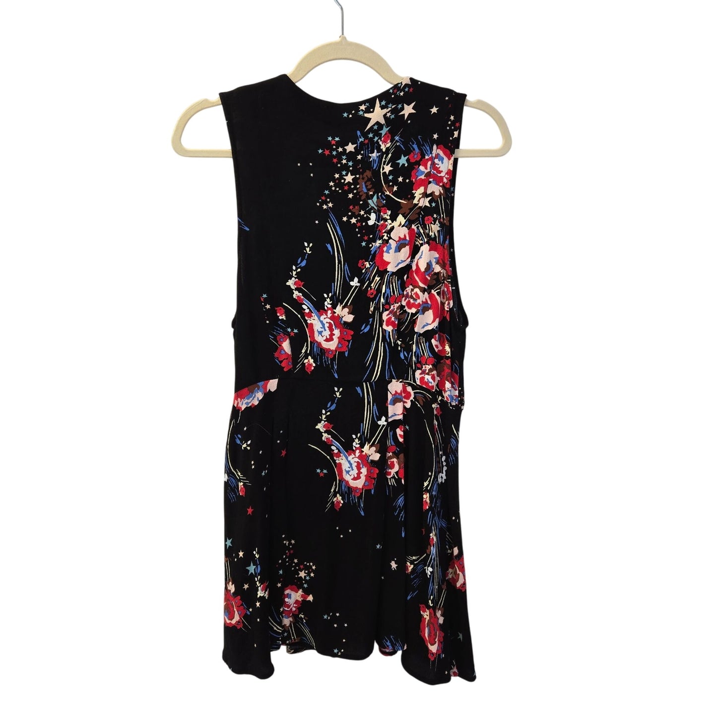 Free People Back to Basics Floral and Star Print Wrap Tunic Top Size Medium