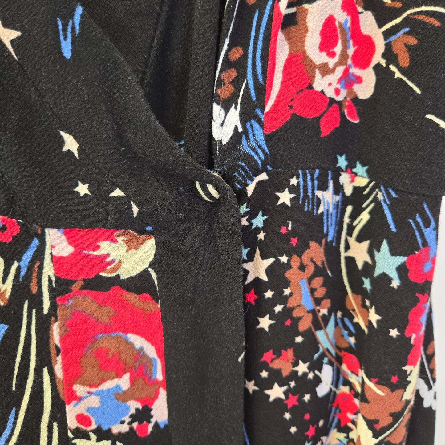 Free People Back to Basics Floral and Star Print Wrap Tunic Top Size Medium