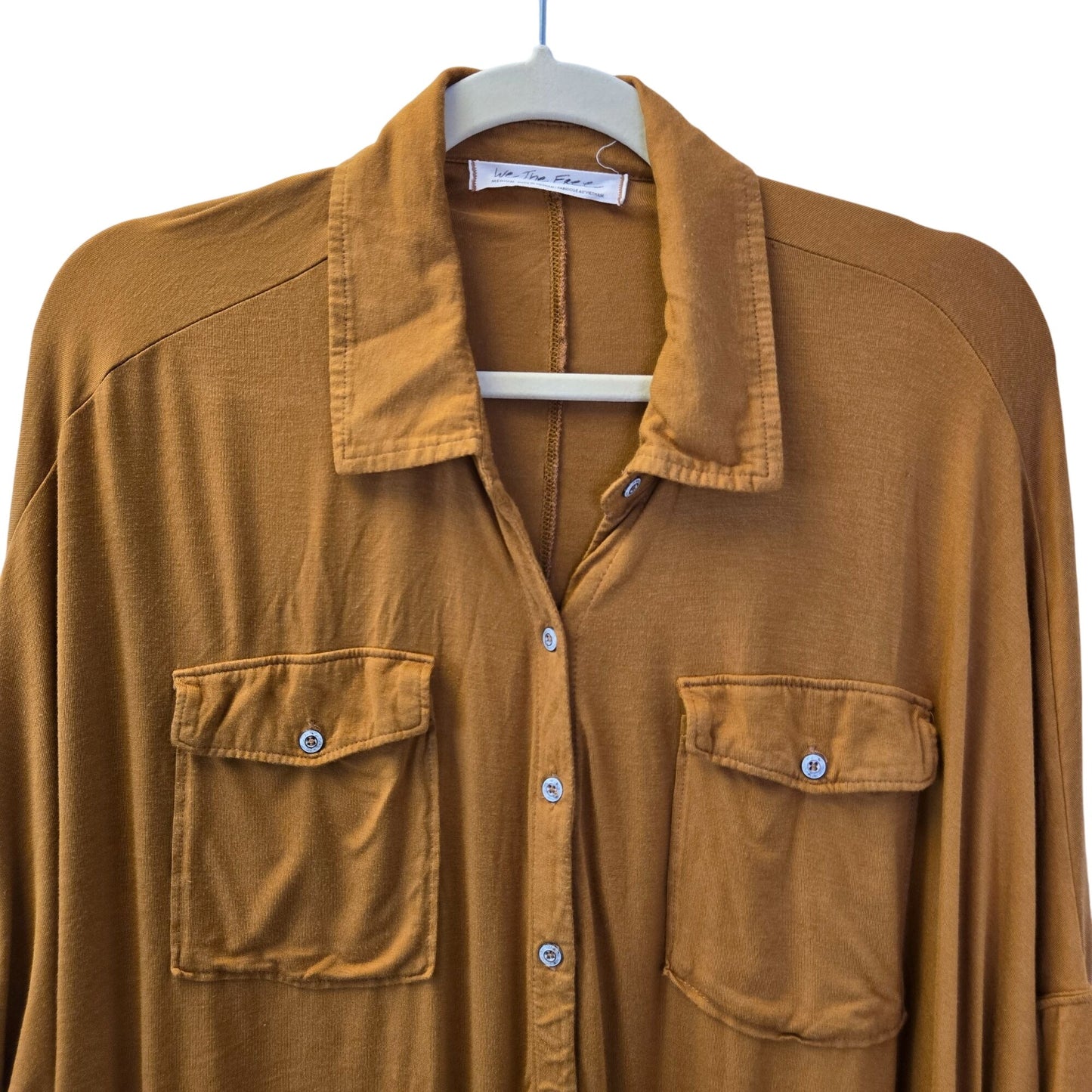 Free People We the Free Andy Viscose Blend Button Down Shirt Size Medium
